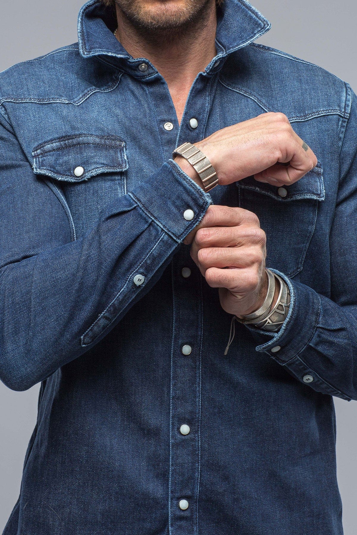 Roper Over-Dyed Western Snap Shirt In Dark Blue - AXEL'S