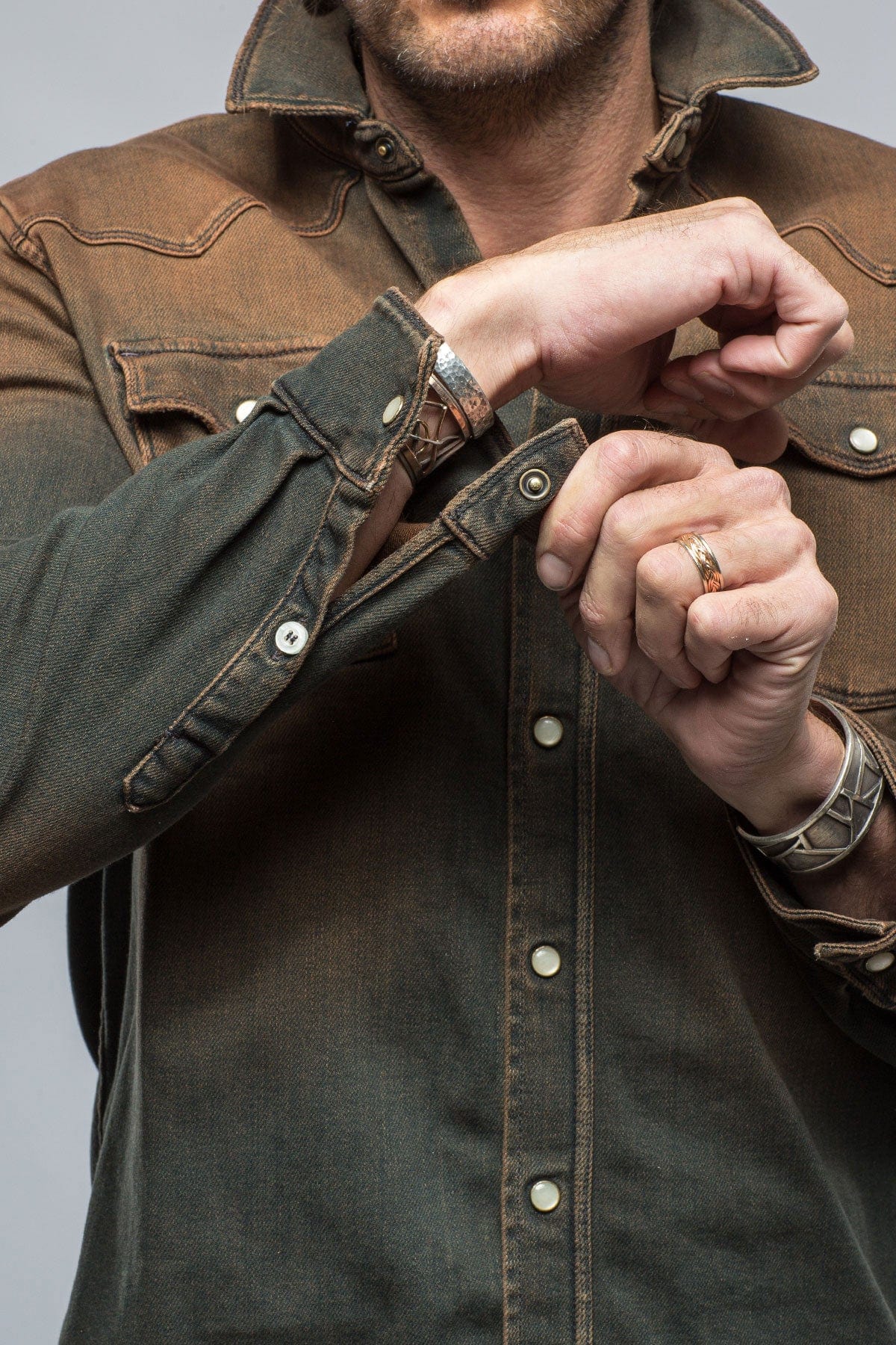 Roper Over-Dyed Western Snap Shirt In Ironside - AXEL'S