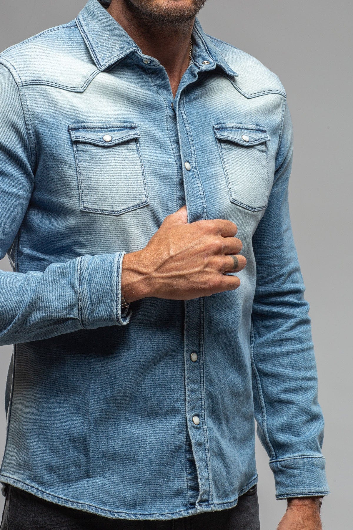 Roper Over-Dyed Western Snap Shirt In Light Blue - AXEL'S