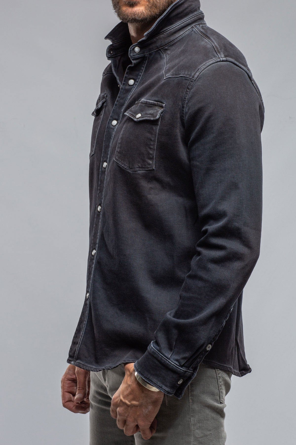 Roper Over-Dyed Western Snap Shirt In Nero - AXEL'S