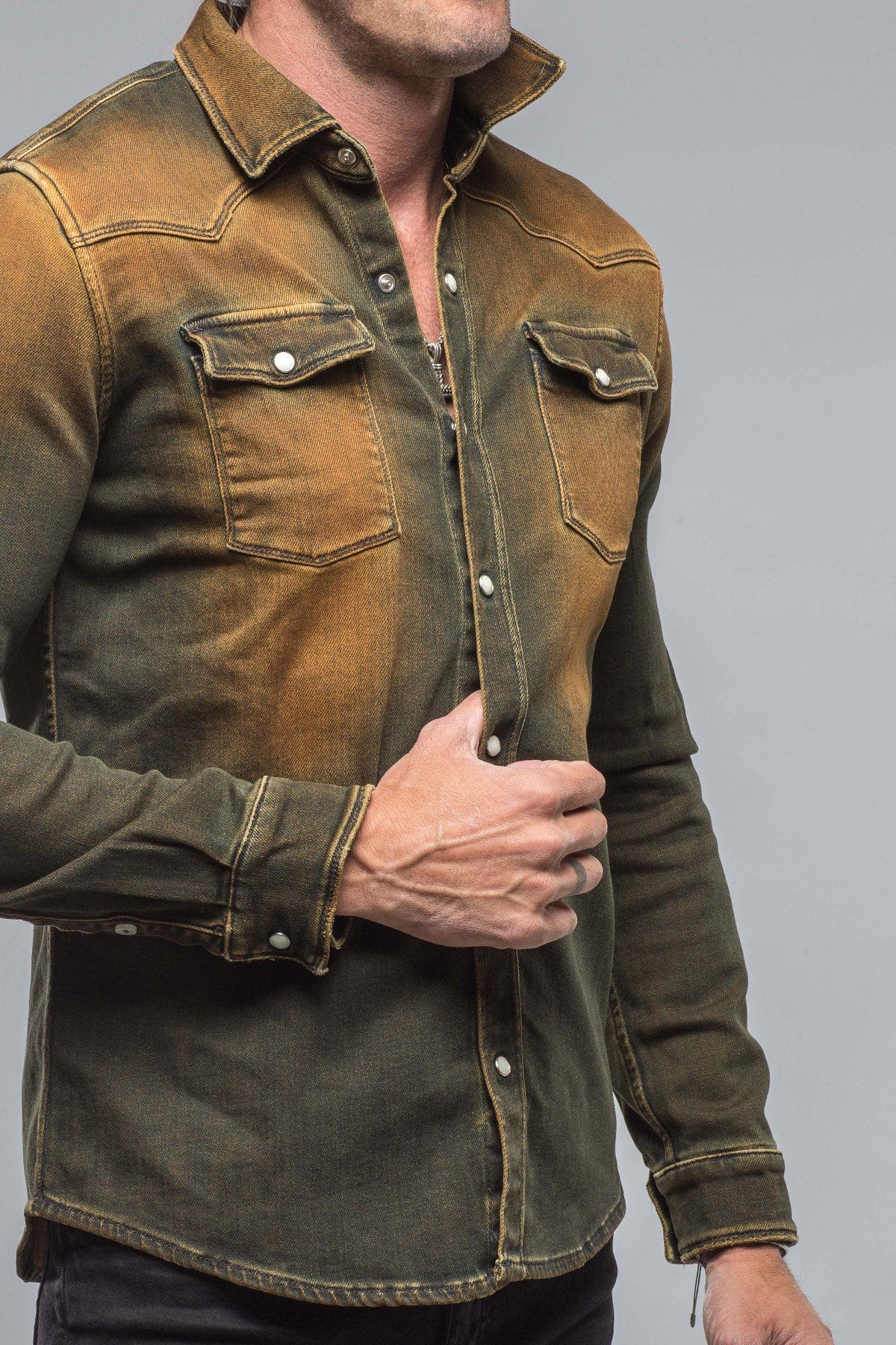 Roper Over-Dyed Western Snap Shirt In Papaya - AXEL'S