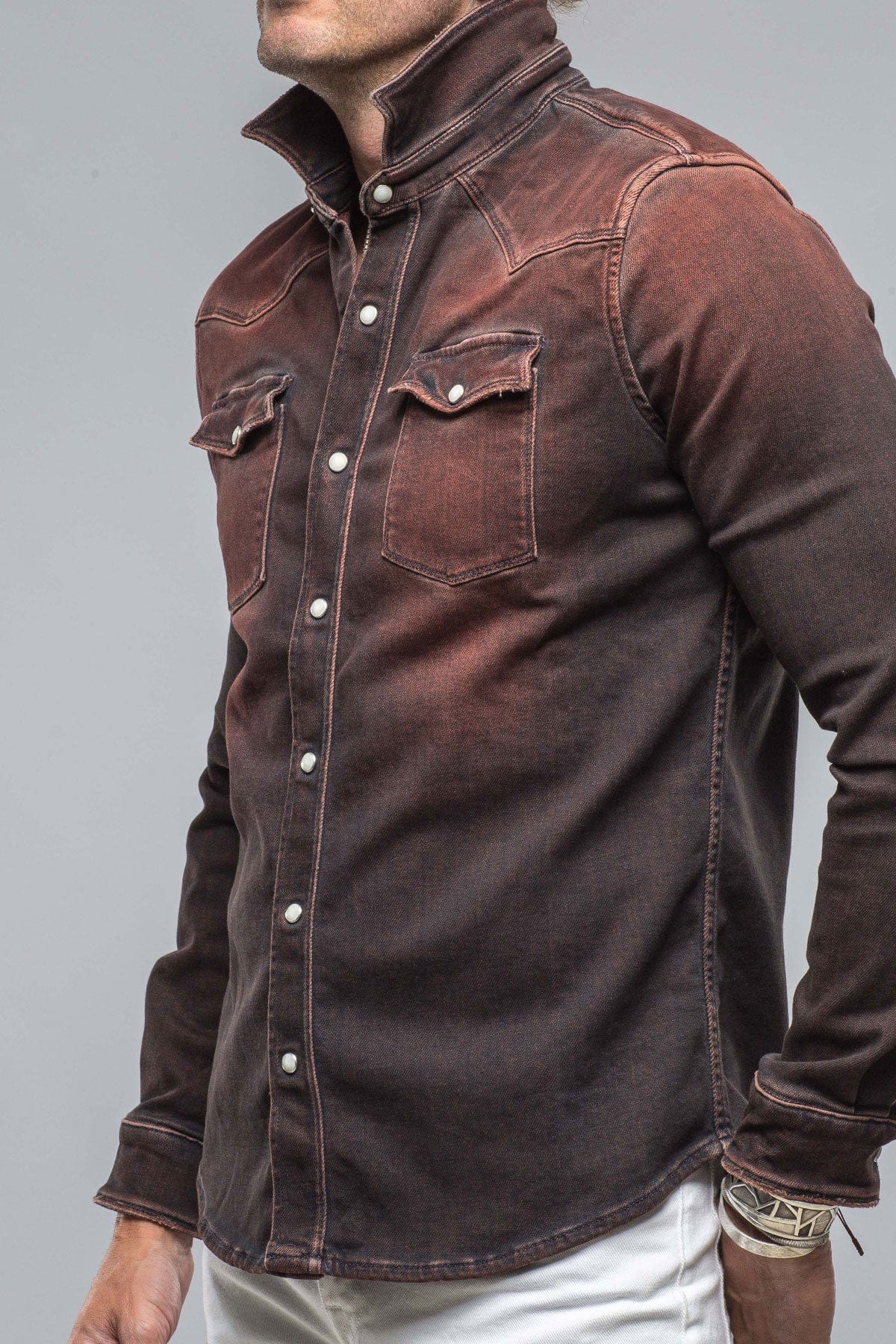 Roper Over-Dyed Western Snap Shirt In Ruggine Rust - AXEL'S