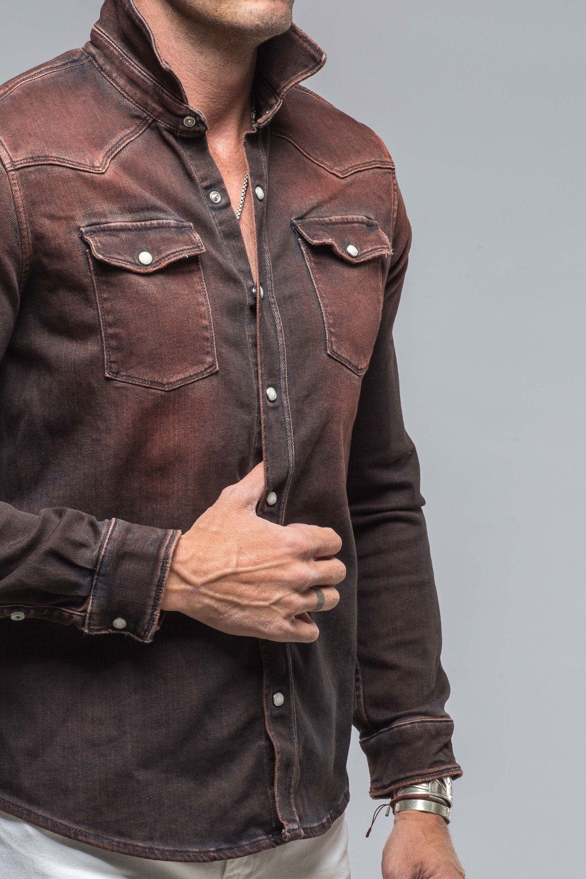 Roper Over-Dyed Western Snap Shirt In Ruggine Rust - AXEL'S