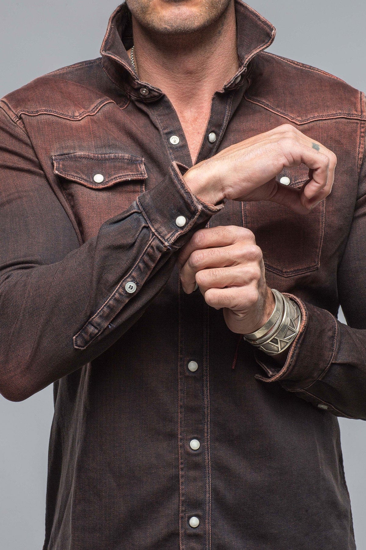 Roper Over-Dyed Western Snap Shirt In Ruggine Rust - AXEL'S