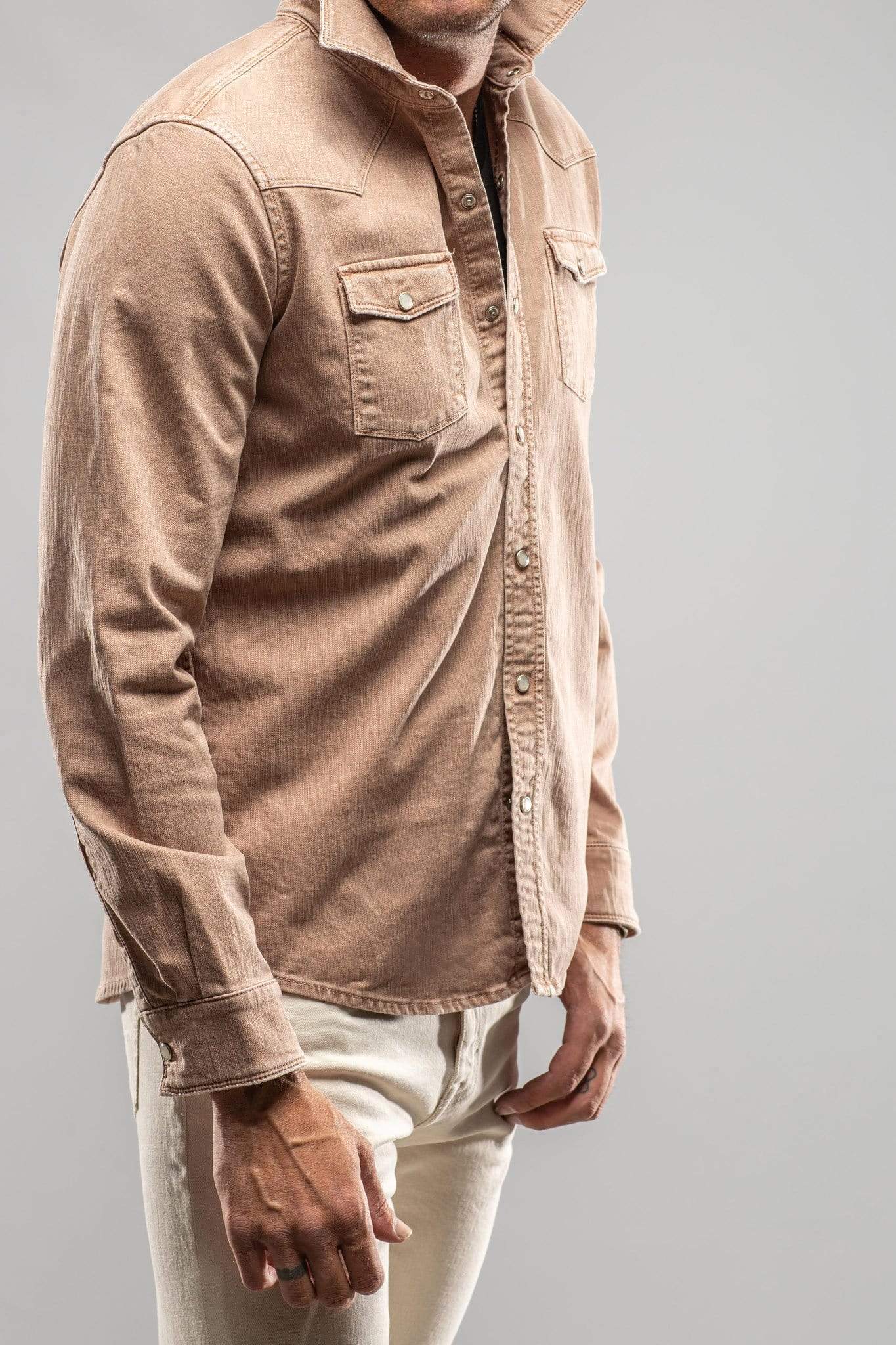 Silverton Denim Snap Overshirt In Desert - AXEL'S