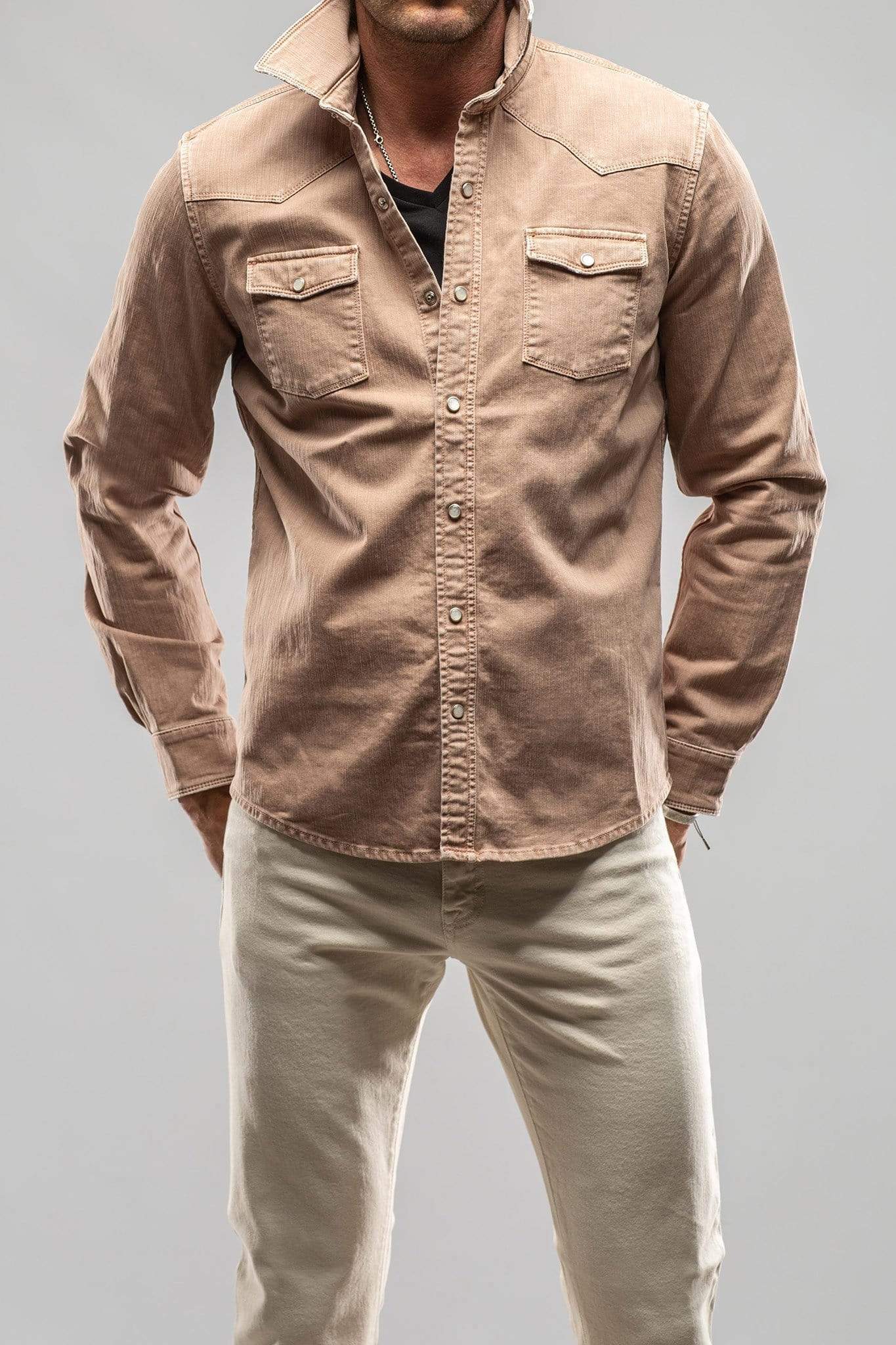 Silverton Denim Snap Overshirt In Desert - AXEL'S