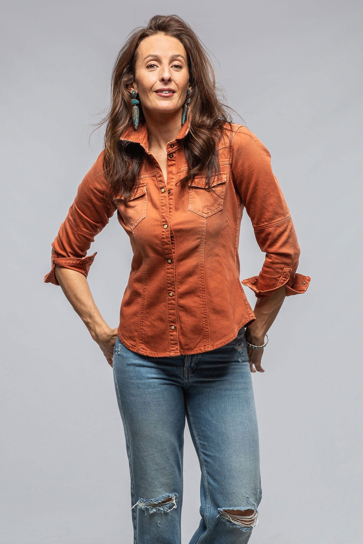 Axel's Premium Denim Sweetwater Denim Shirt In Coccio | Ladies - Snap Shirts