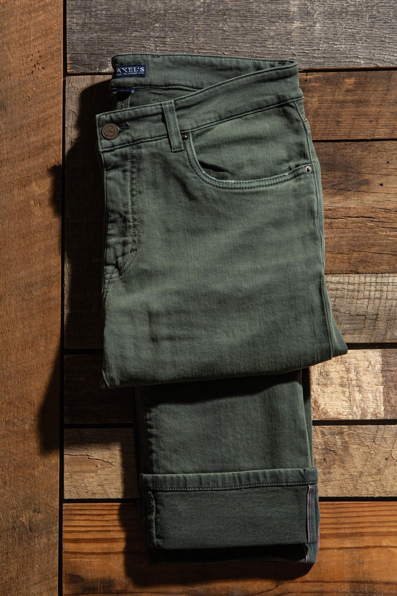 Tucson Selvedge Denim In Verde Loden - AXEL'S