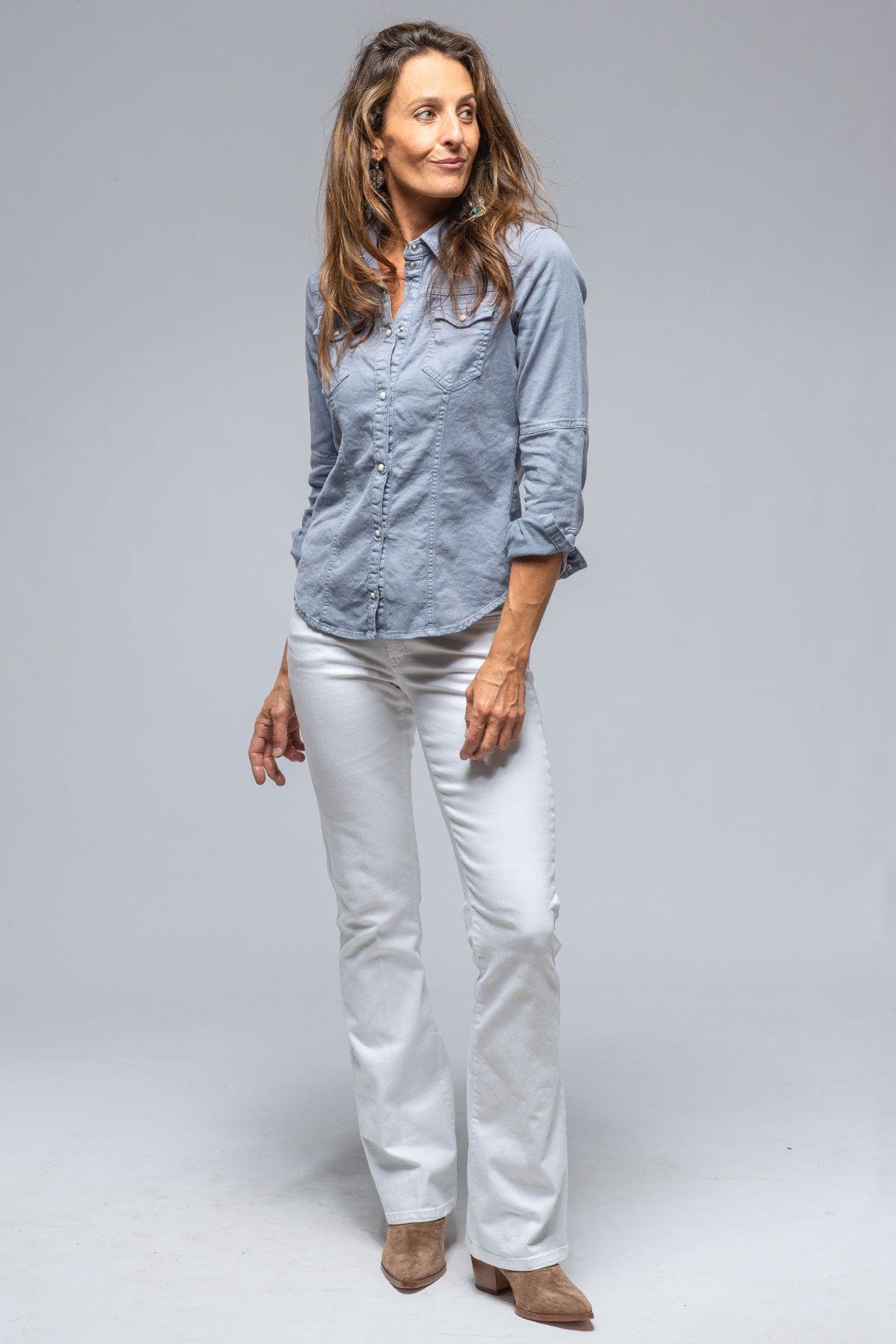 Yarmony Linen-Cotton Snap Shirt In Lavender - AXEL'S