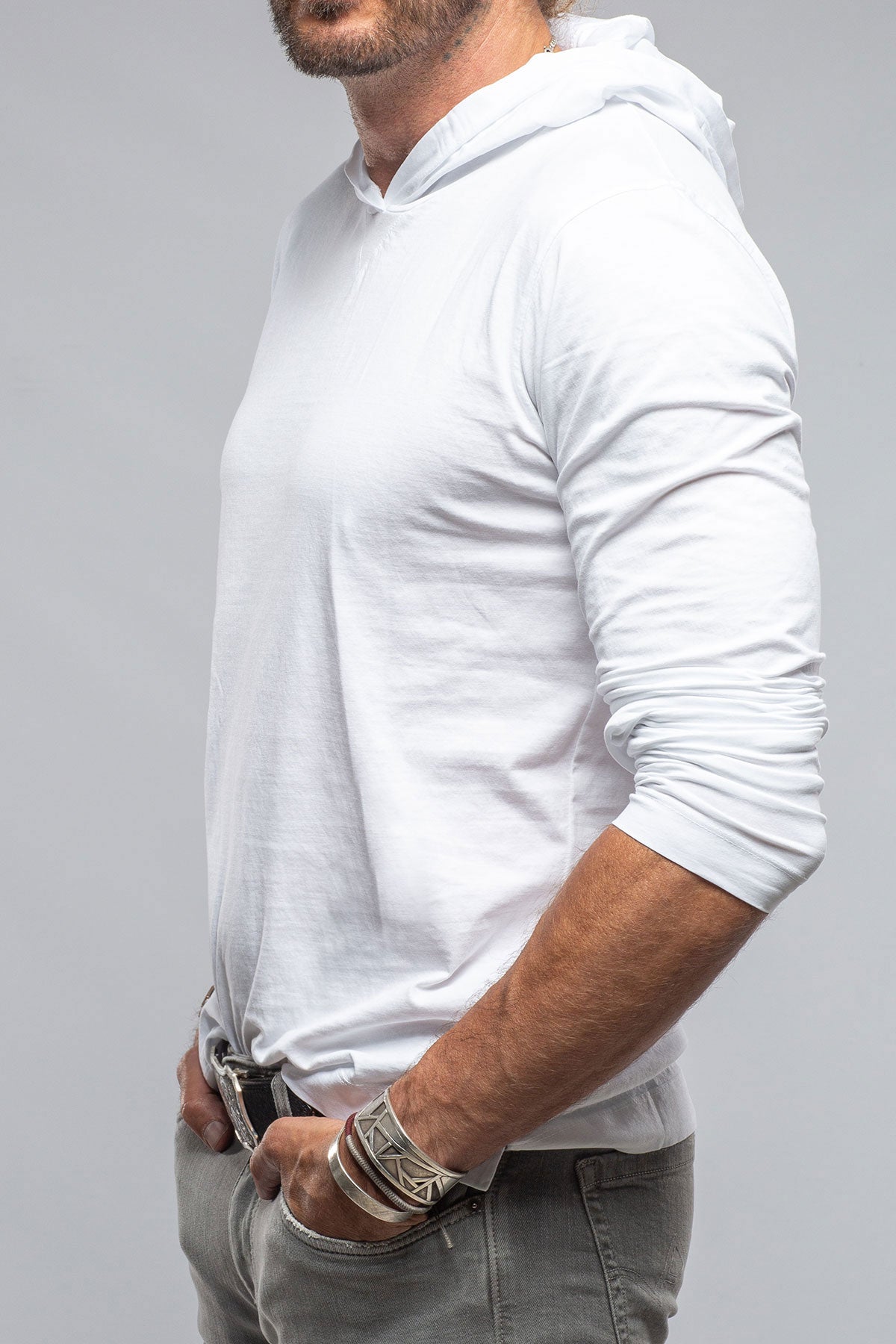 Ventura Hooded Tee in White | Mens - Shirts - T-Shirts | Gimo's Cotton