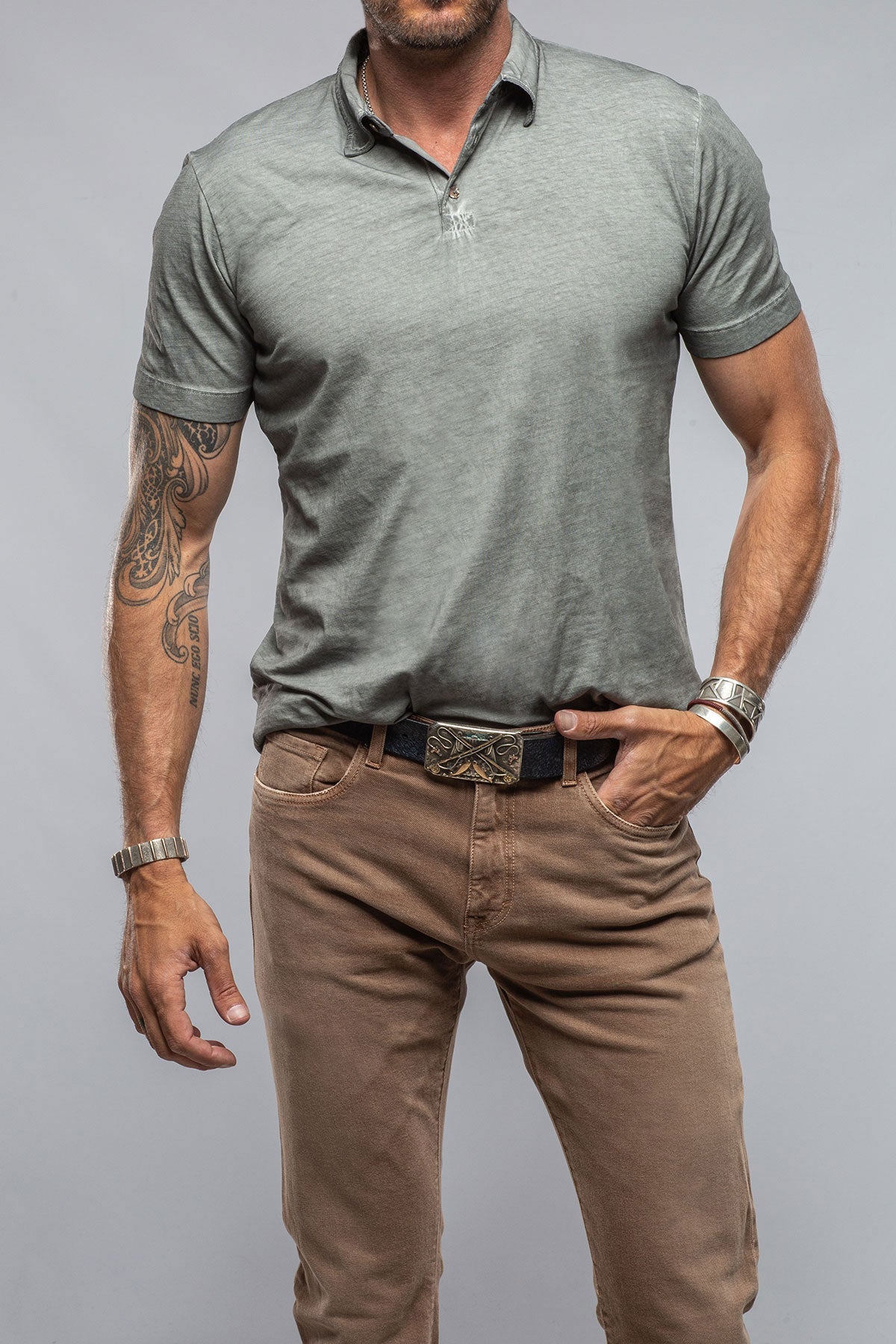 Soho Polo in Steel Grey | Mens - Shirts - Polos | Gimo's Cotton
