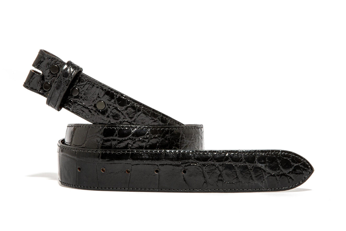 Chacon | Black Alligator Classic Strap | Belts And Buckles - Belts