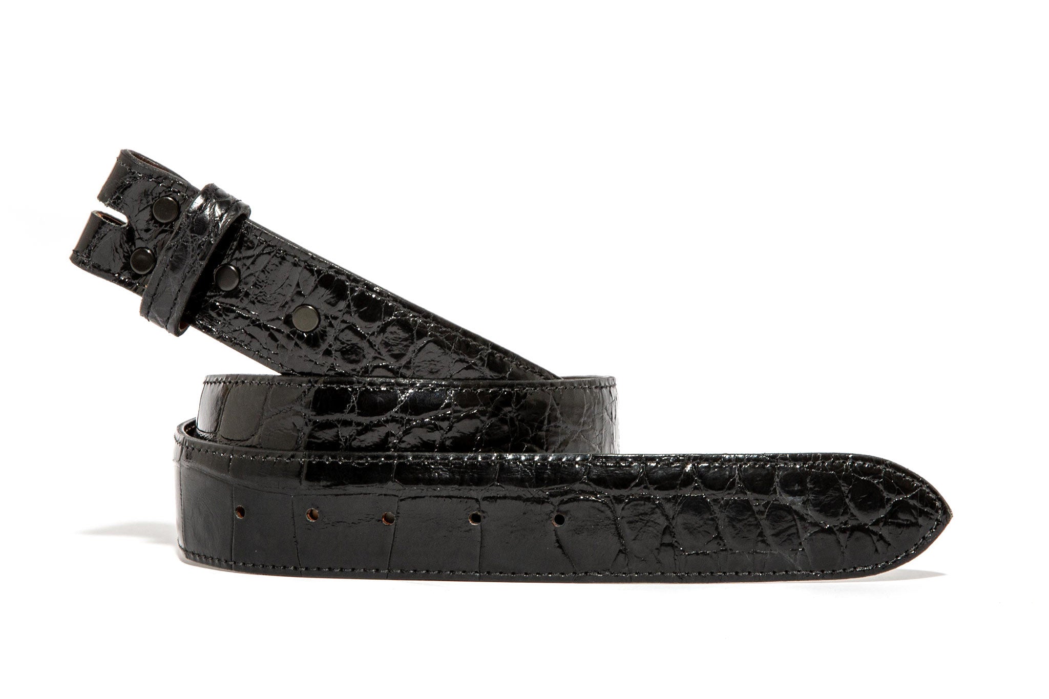 Chacon | Black Alligator Classic Strap | Belts And Buckles - Belts