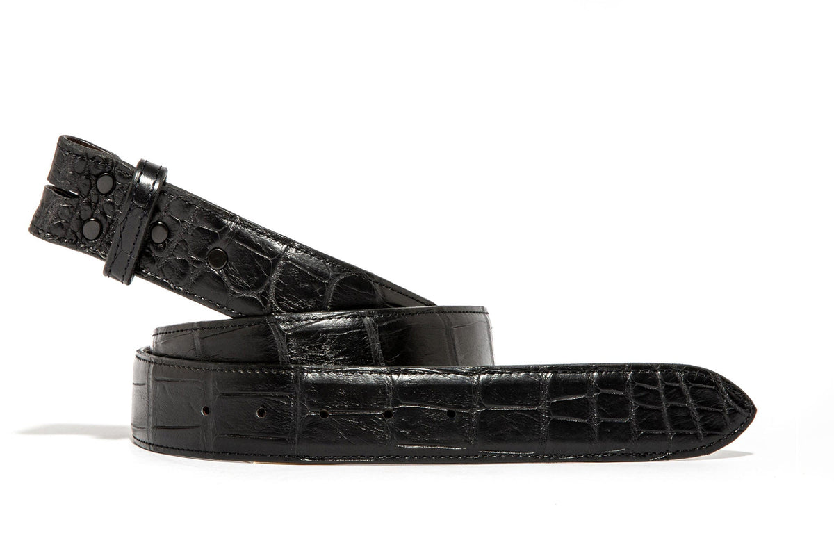 Chacon | Black Alligator Matte Strap | Belts And Buckles - Belts