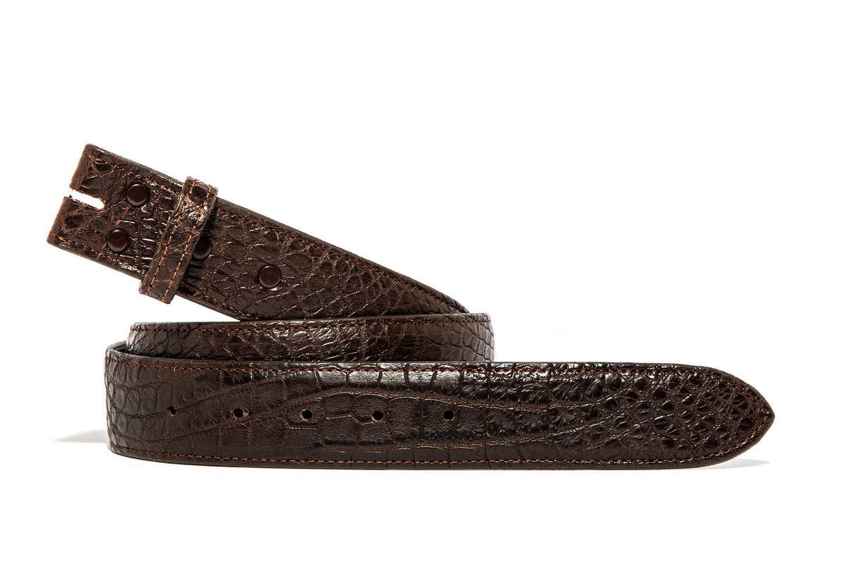 Chacon | Chocolate Alligator Matte Strap | Belts And Buckles - Belts