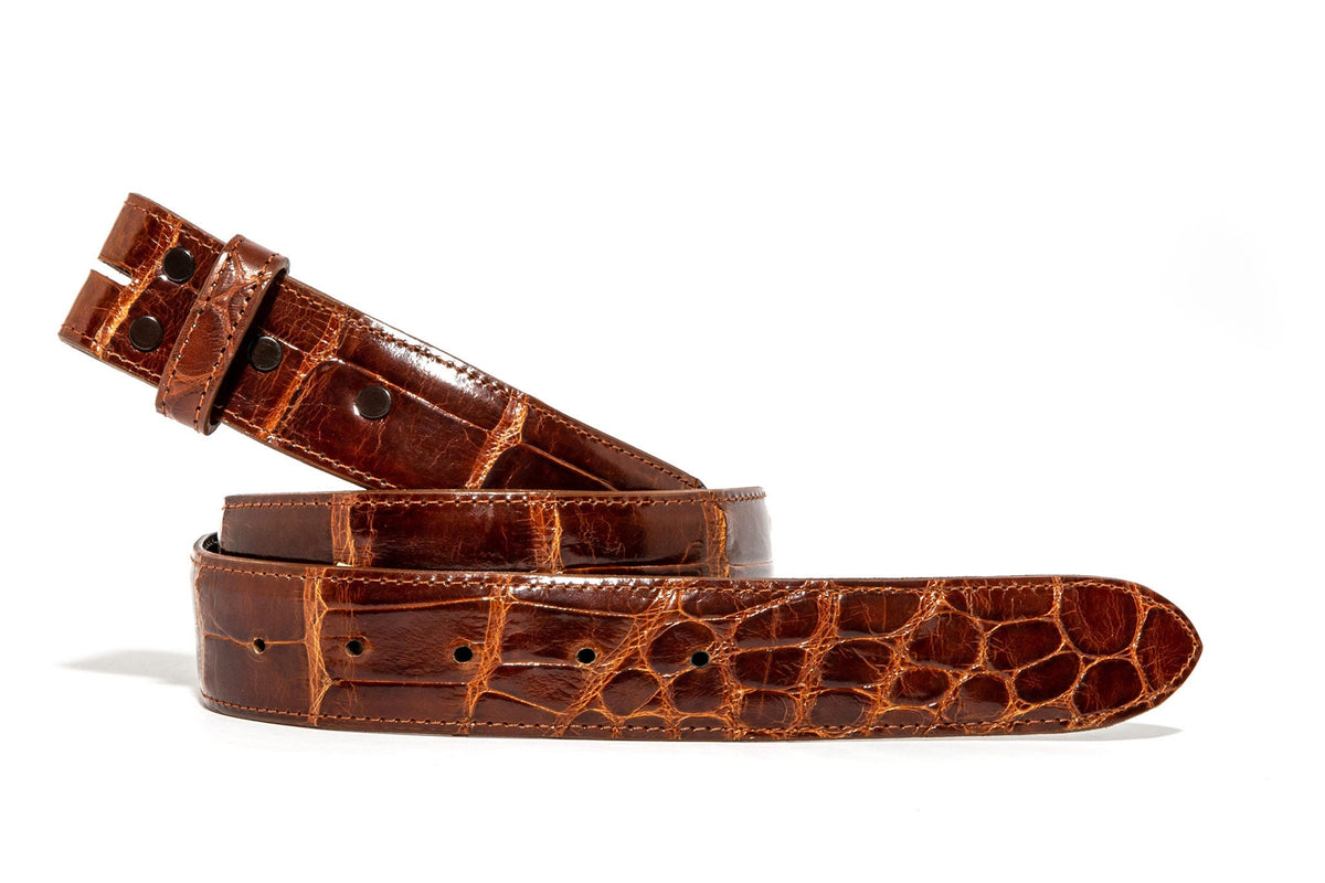 Chacon | Cognac Alligator Classic Strap | Belts And Buckles - Belts
