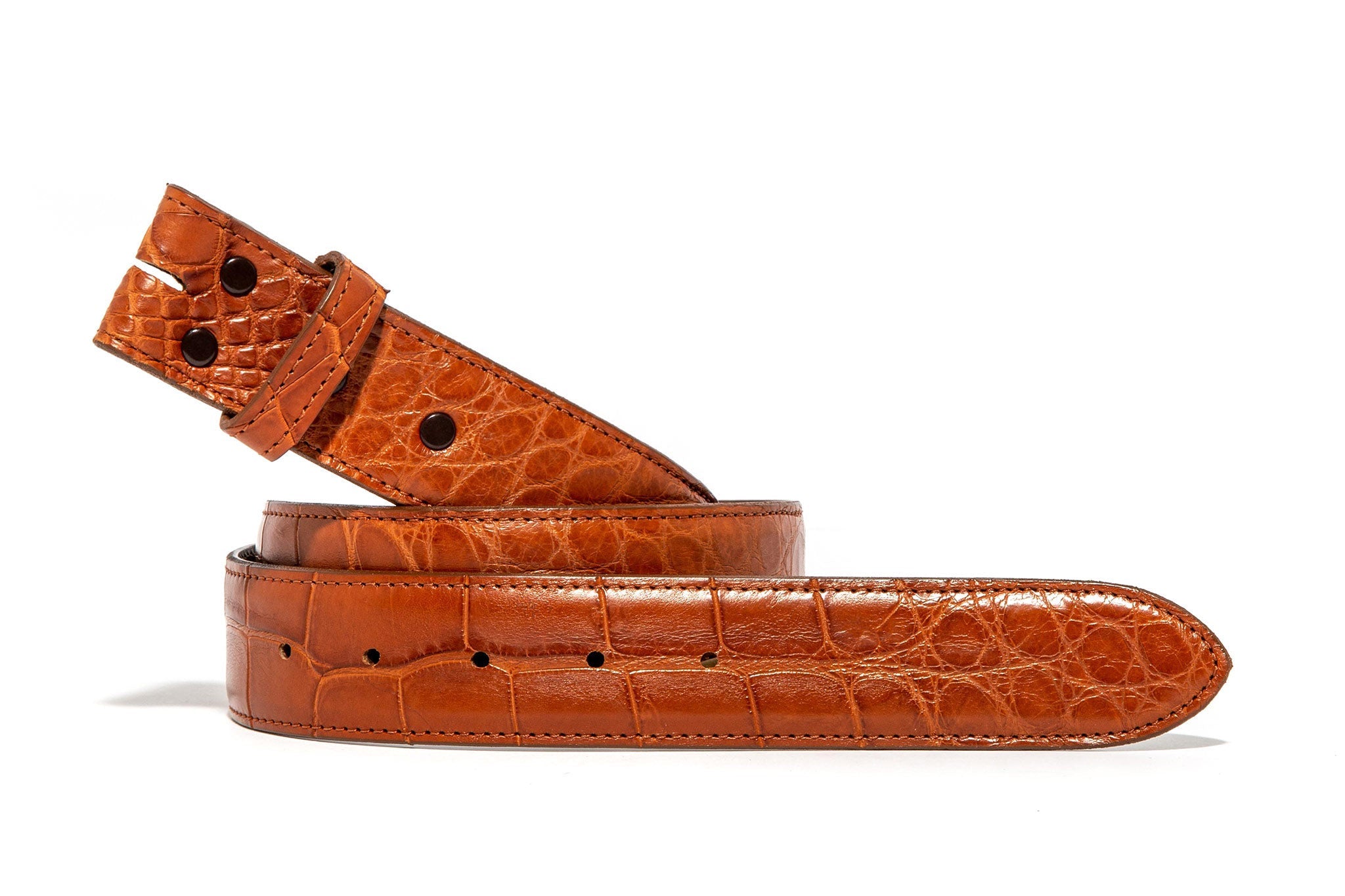 Chacon | Cognac Alligator Matte Strap | Belts And Buckles - Belts
