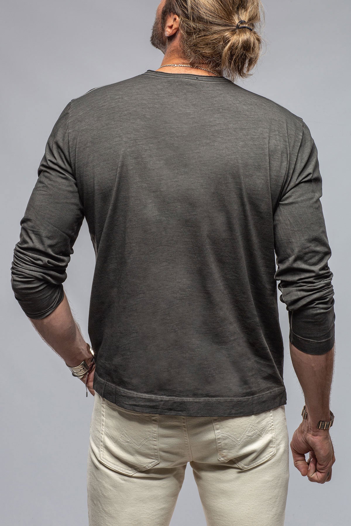 Kayo L/S Crew in Charcoal | Mens - Shirts - T-Shirts | Gimo's Cotton