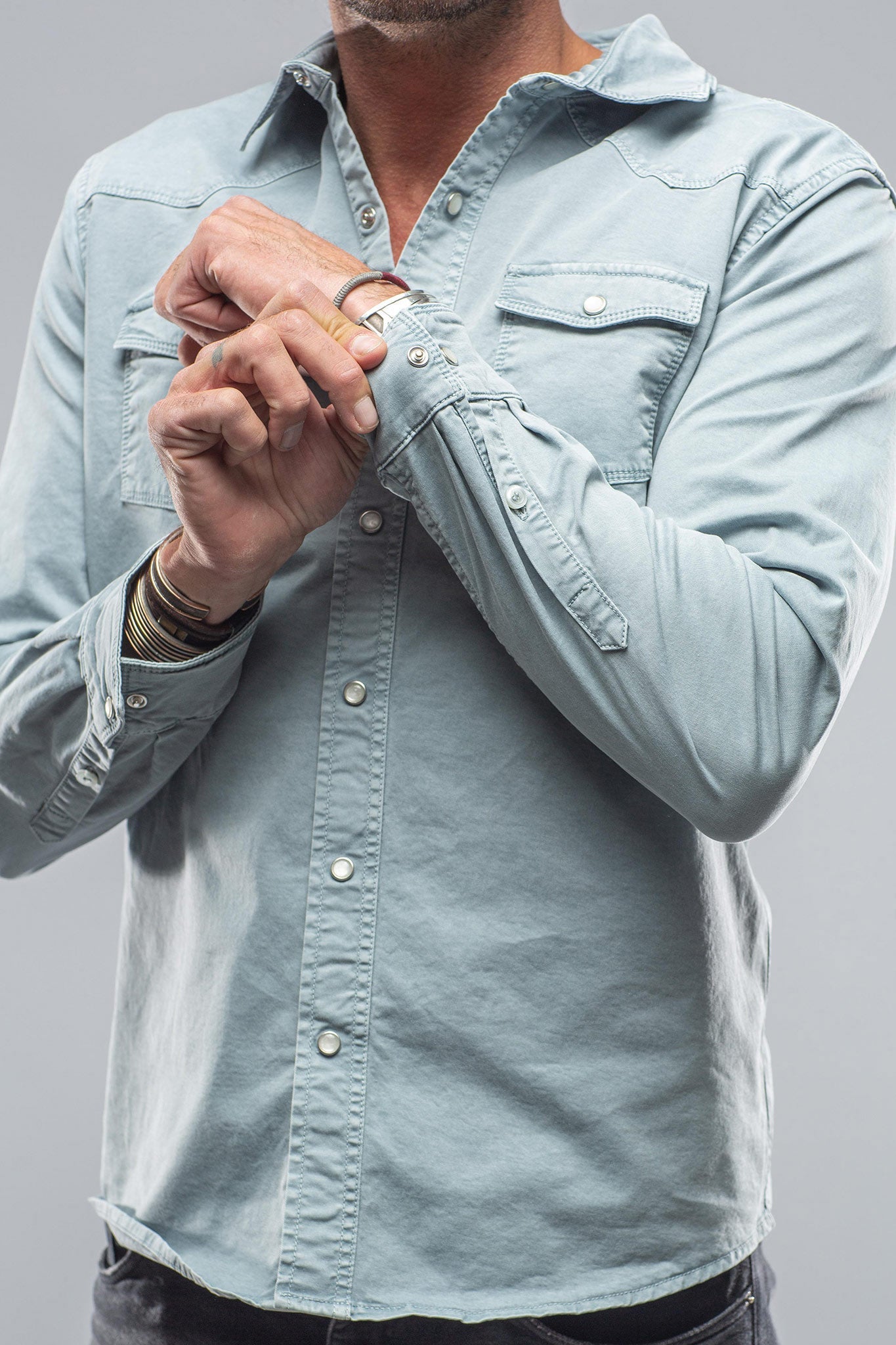 Cassidy Snap Shirt In Turchese | Mens - Snap Shirts | Axel's Premium Denim