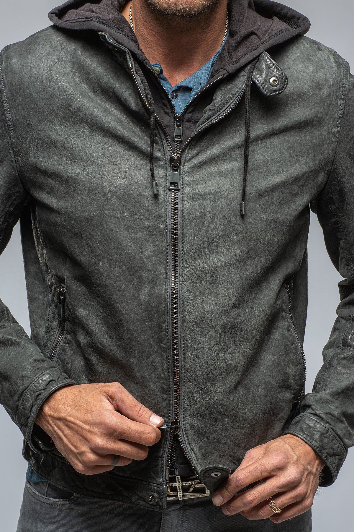Cerano Hooded Jacket | Mens - Outerwear - Leather | Gimo's