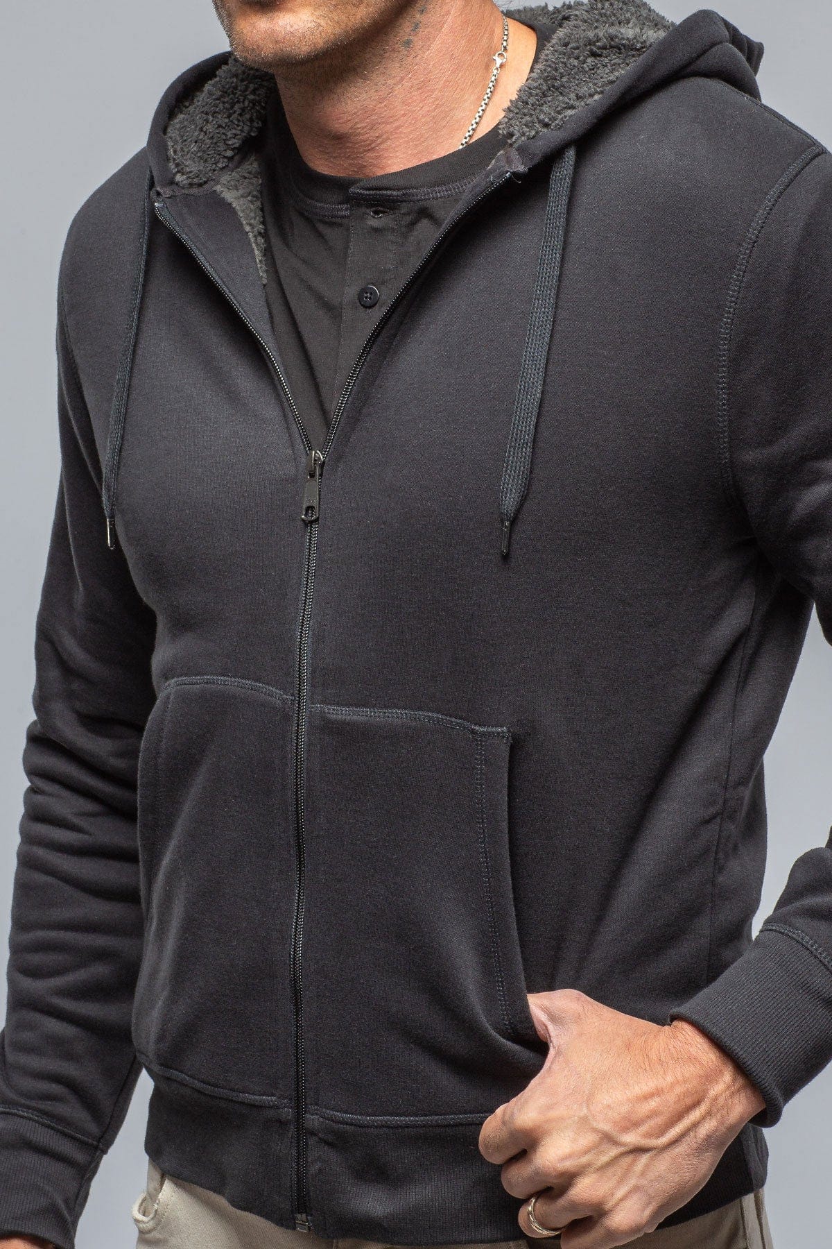 Bodie Sherpa Hoodie in Black - AXEL'S