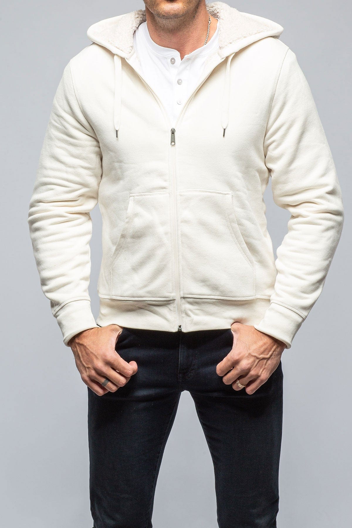 Bodie Sherpa Hoodie in Eggshell - AXEL'S