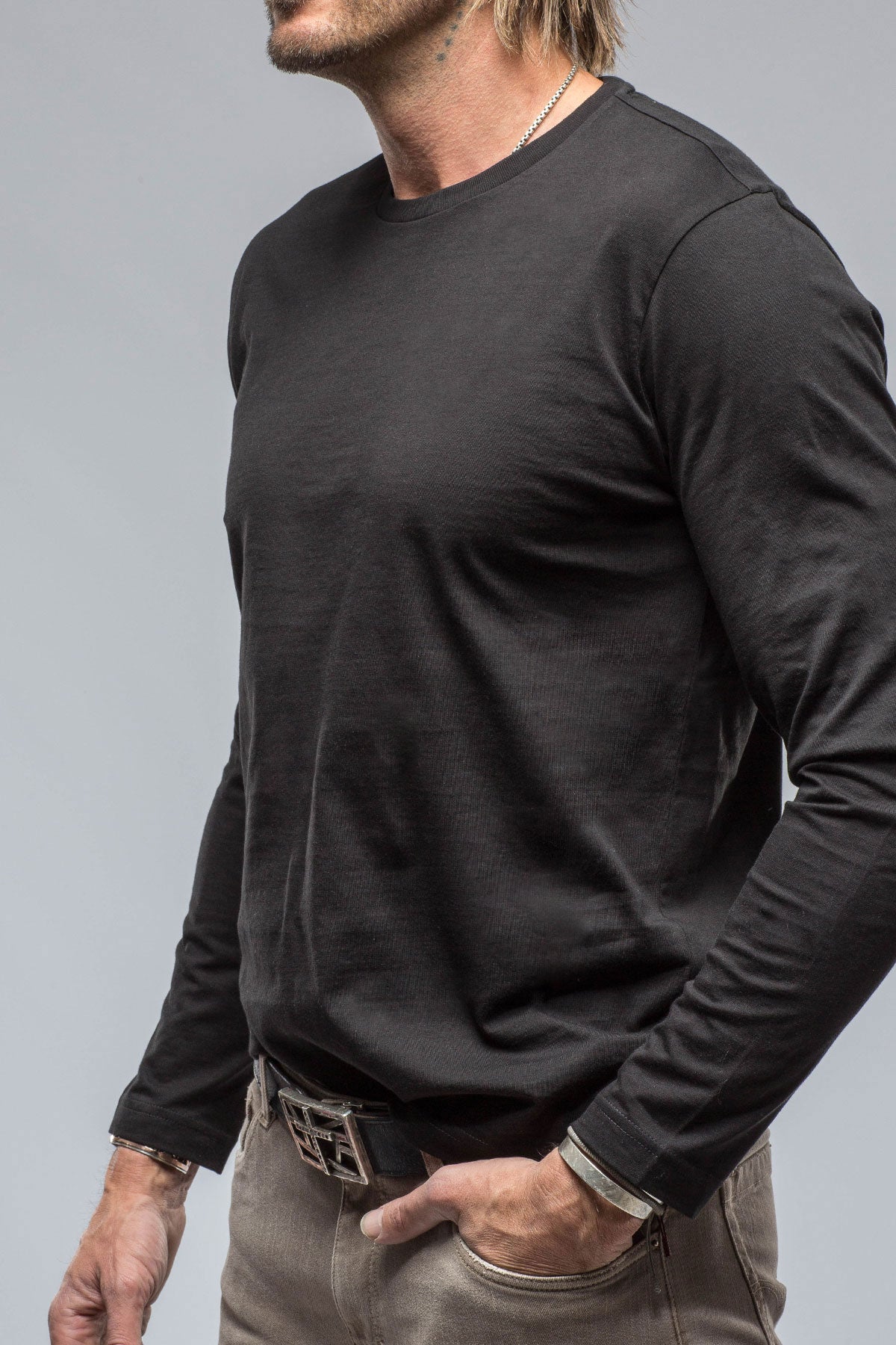 Georg Roth | Brea LS Crew in Black | Mens - Shirts - T-Shirts