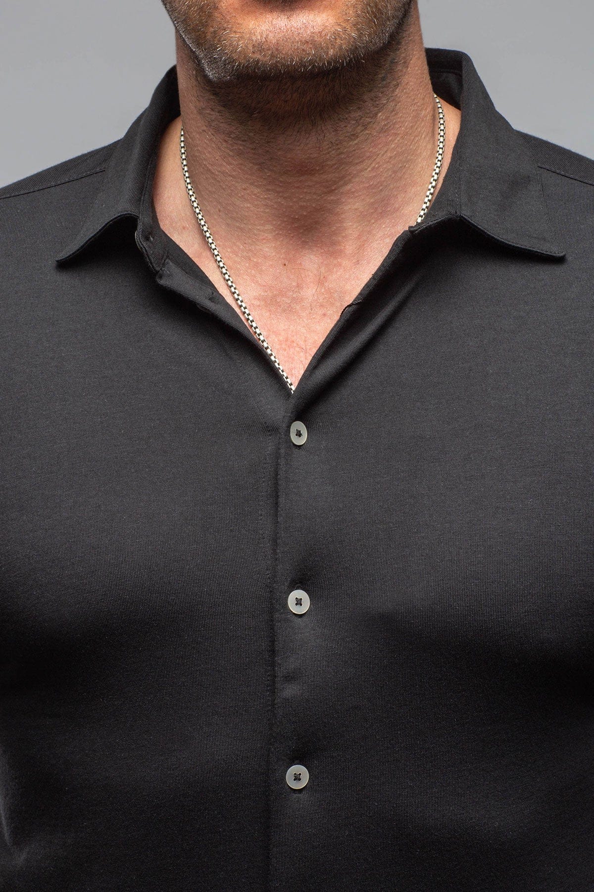 Cambria Button Up Polo in Black - AXEL'S