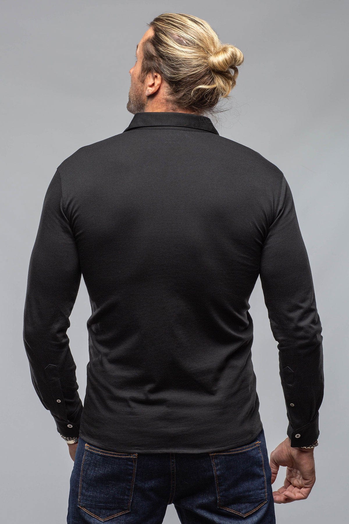 Cambria Button Up Polo in Black - AXEL'S