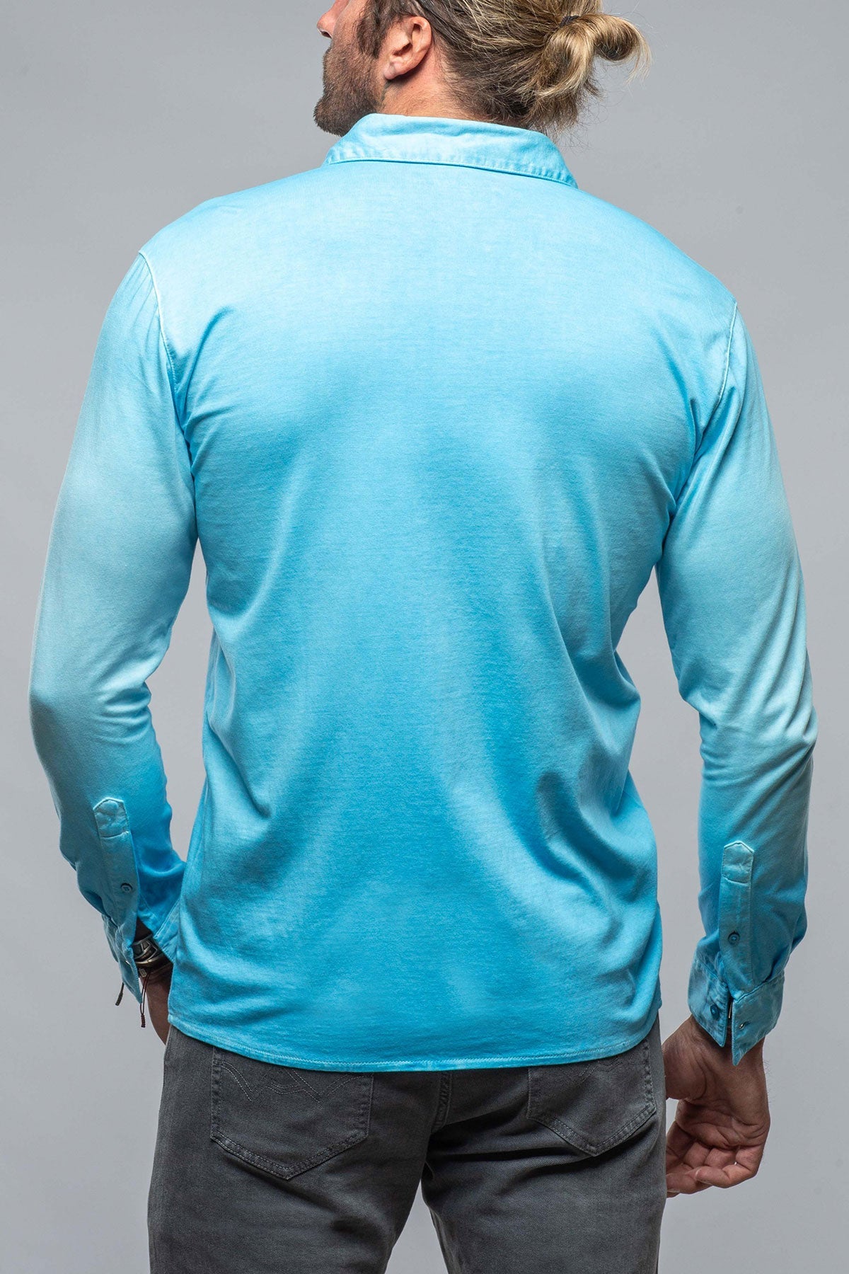 Georg Roth | Cambria Button Up Polo in Turquoise | Mens - Shirts - Polos