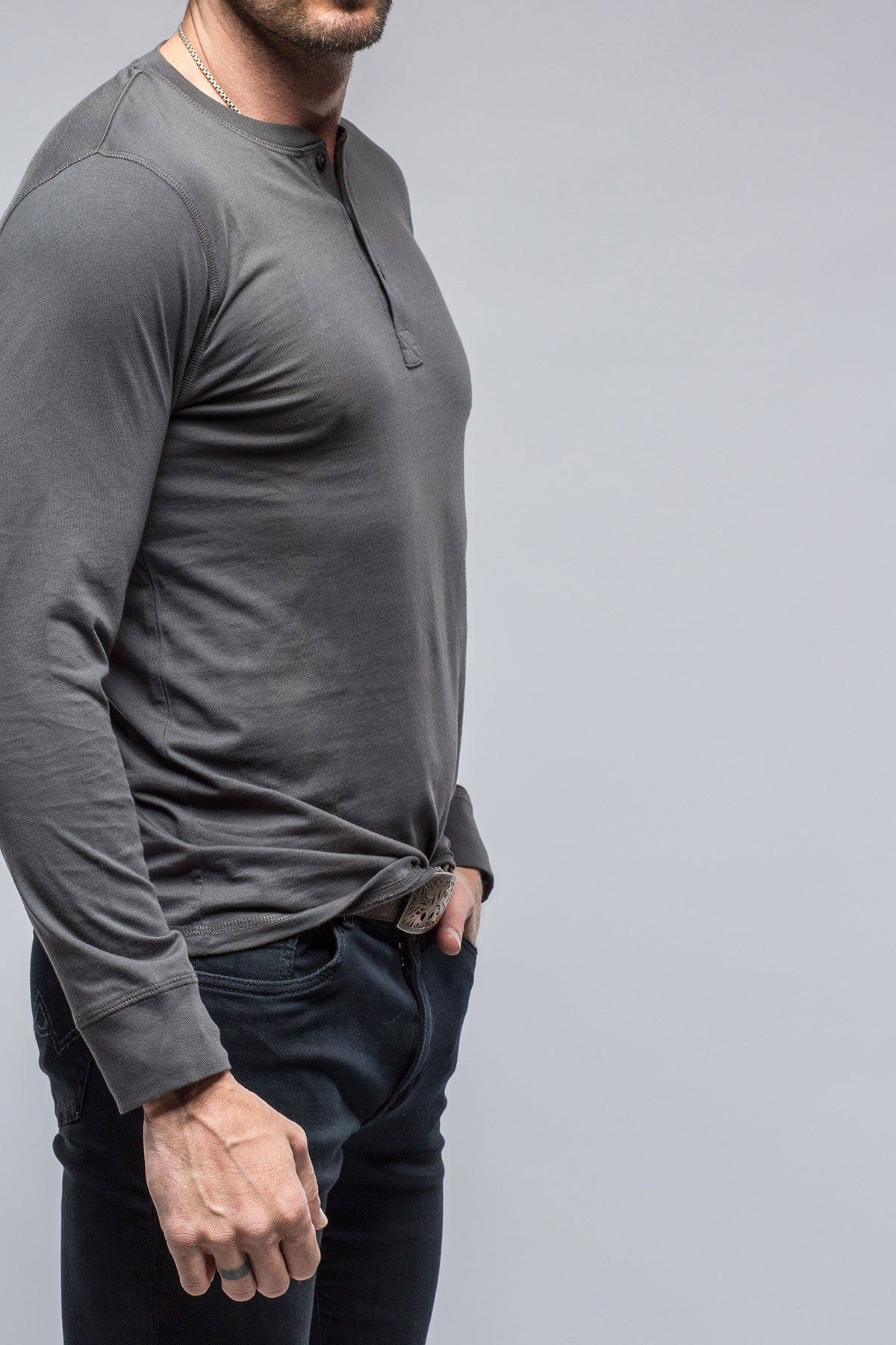 Coronado Cotton LS Henley in Grey - AXEL'S