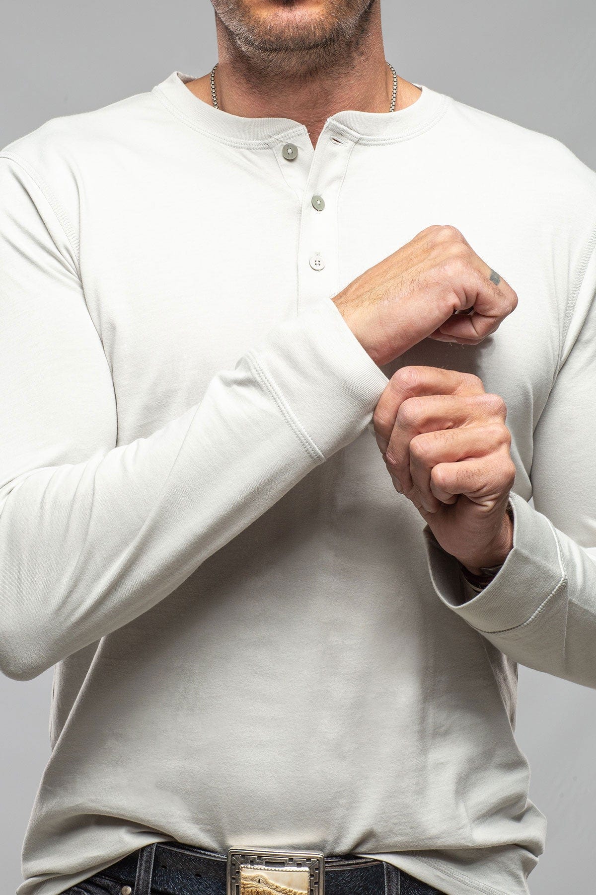 Coronado Cotton LS Henley in Cement - AXEL'S