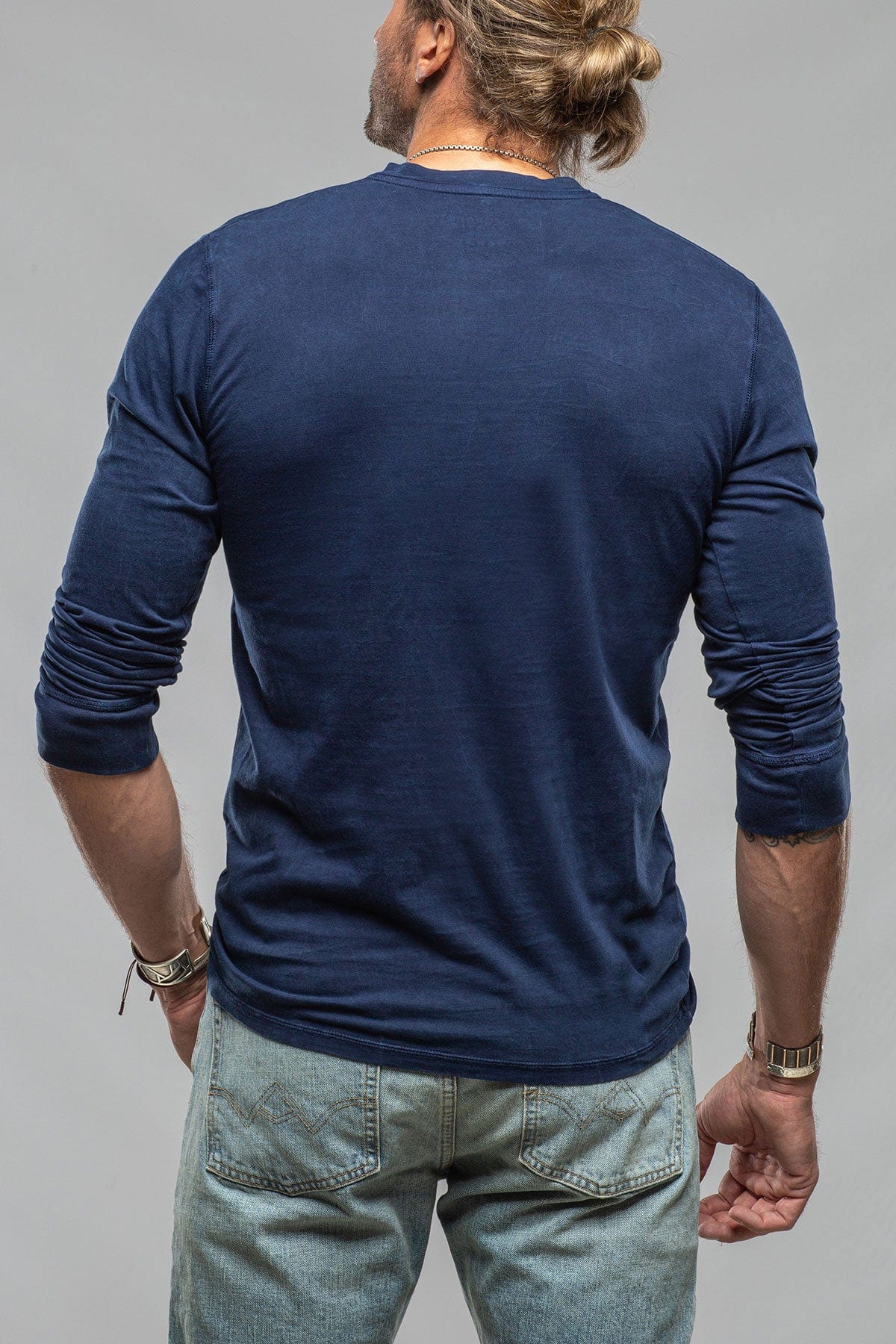 Coronado Cotton LS Henley in Indigo - AXEL'S