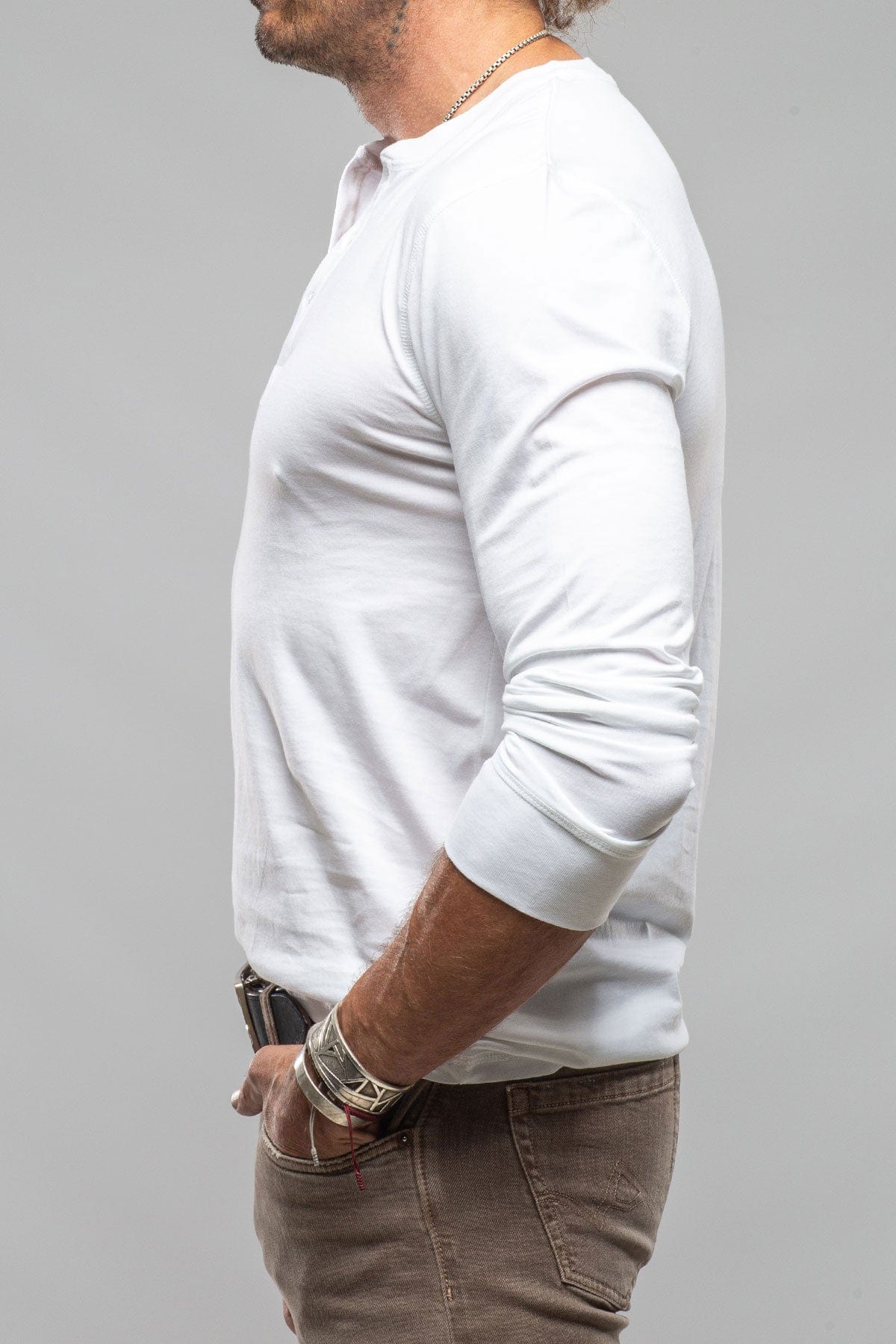 Georg Roth Coronado Cotton LS Henley in White | Mens - Shirts - T-Shirts