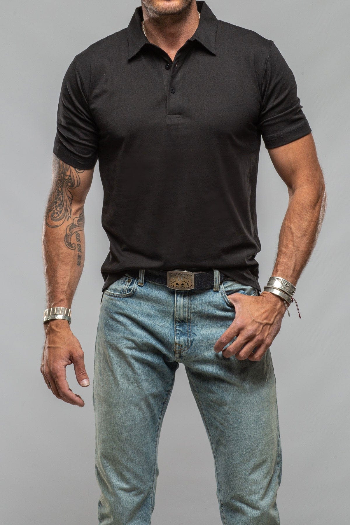 Cruz Cotton Polo in Black - AXEL'S