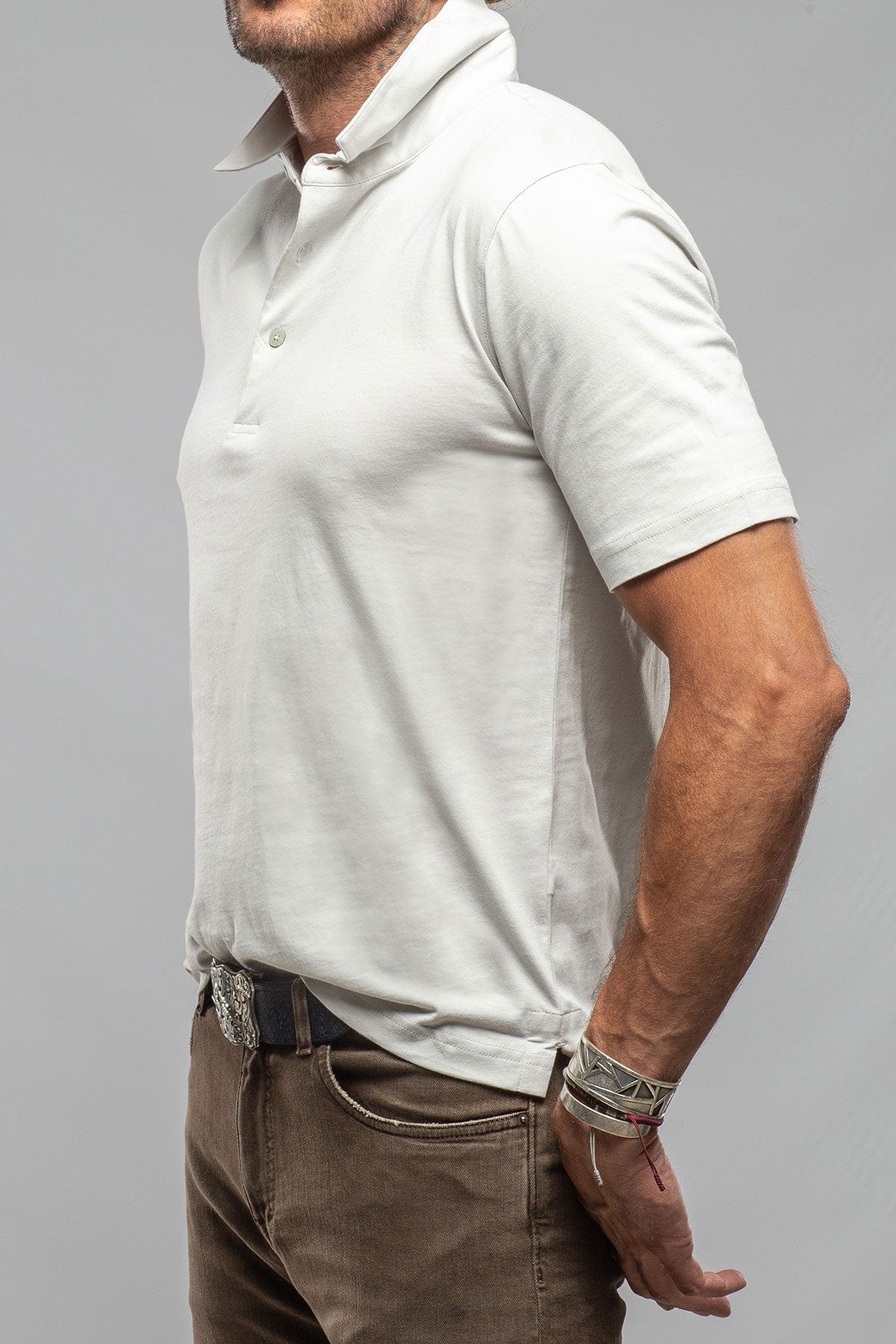 Cruz Cotton Polo in Cement - AXEL'S