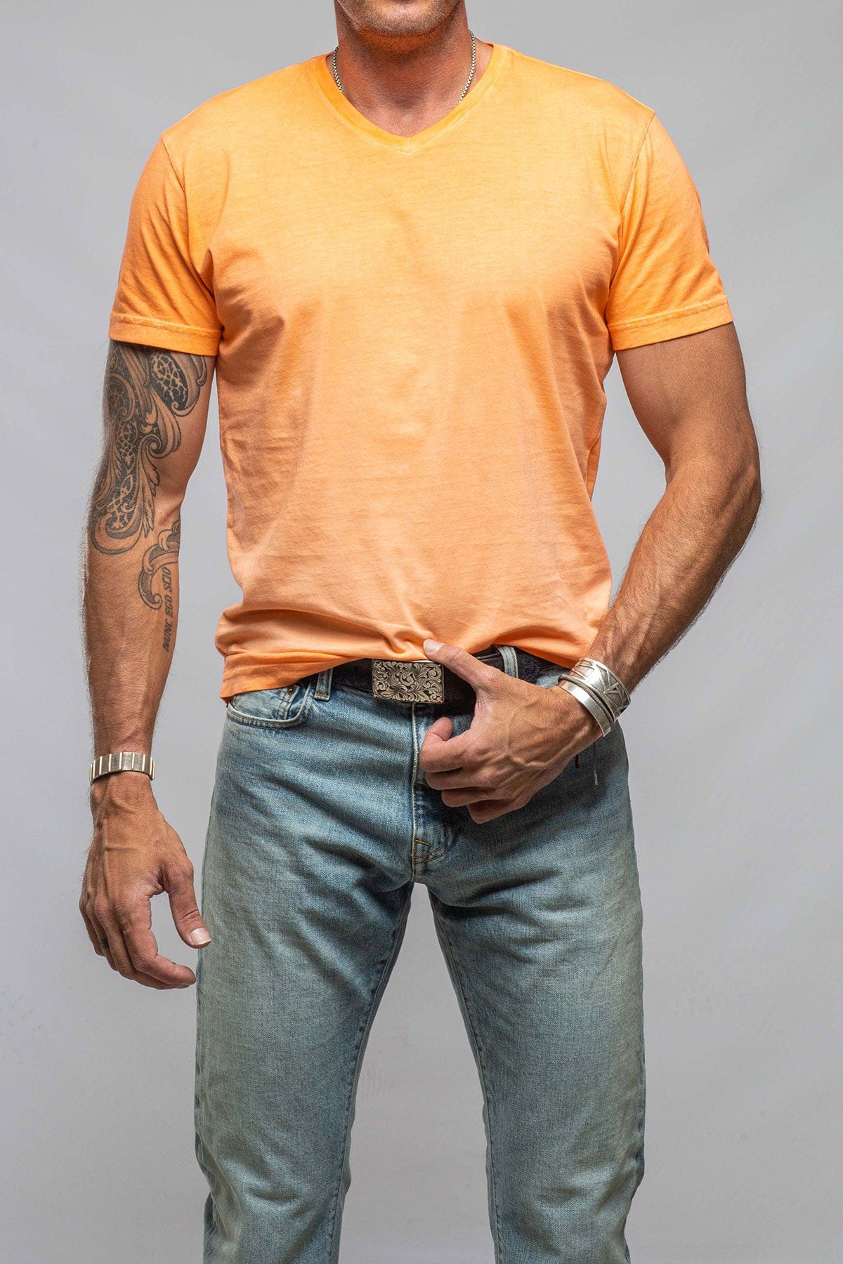 Siena Cotton V Neck In Orange - AXEL'S