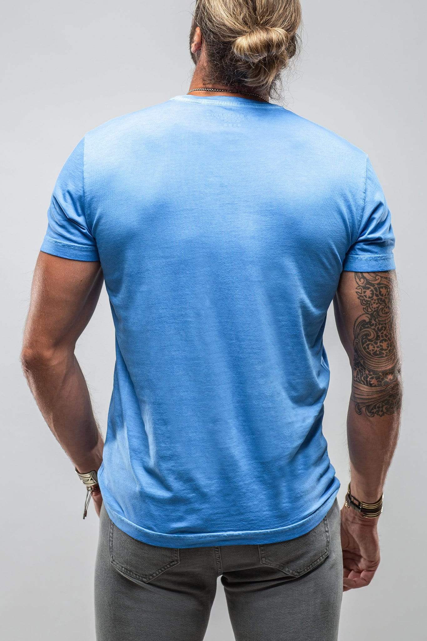 Siena Cotton V Neck Tee In Blue Lagoon - AXEL'S