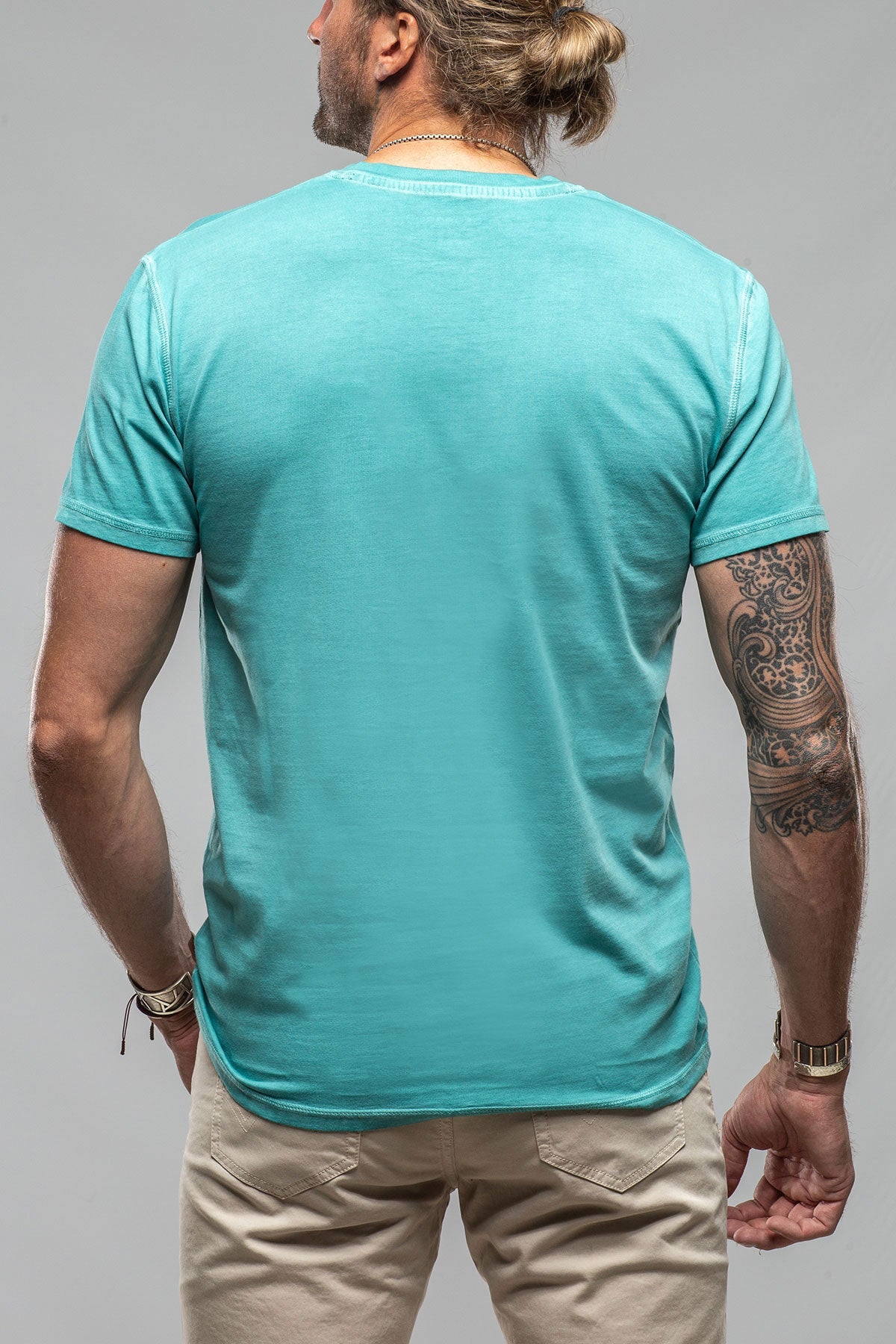 Georg Roth | Mendocino Cotton SS Henley in Mint | Mens - Shirts - T-Shirts