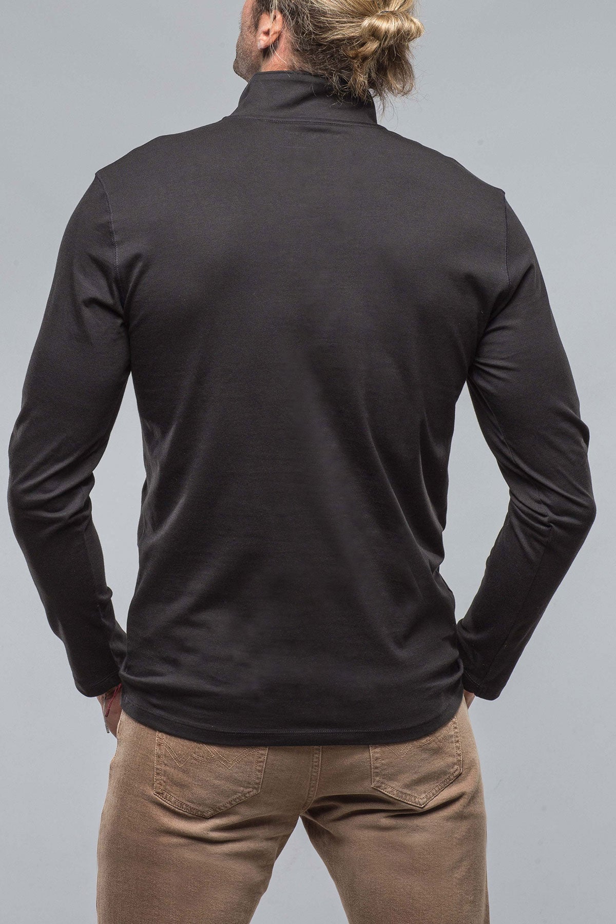 Georg Roth | Modesto Luxe Pima Cotton Zip in Black | Mens - Shirts - T-Shirts