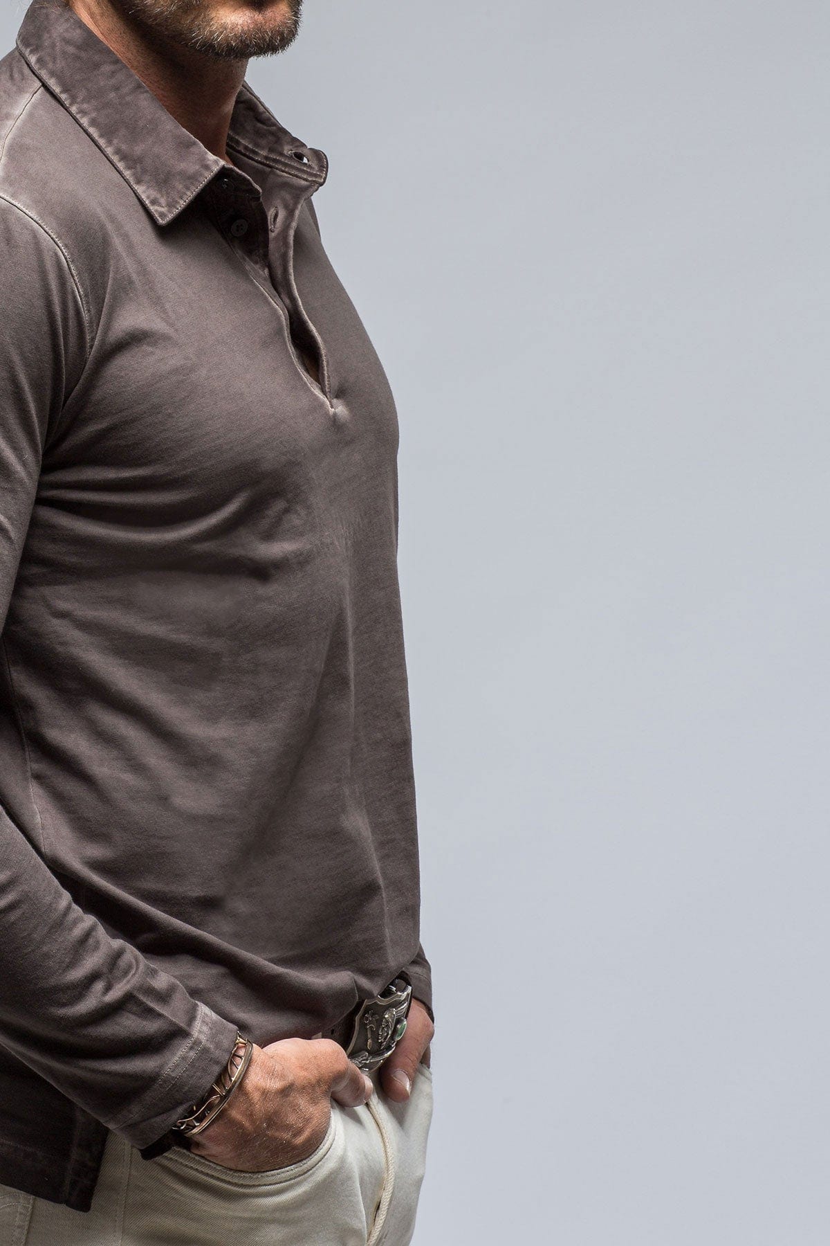 Newport Cotton Polo in Basalt - AXEL'S
