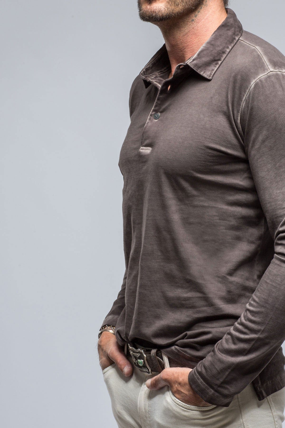 Newport Cotton Polo in Basalt - AXEL'S