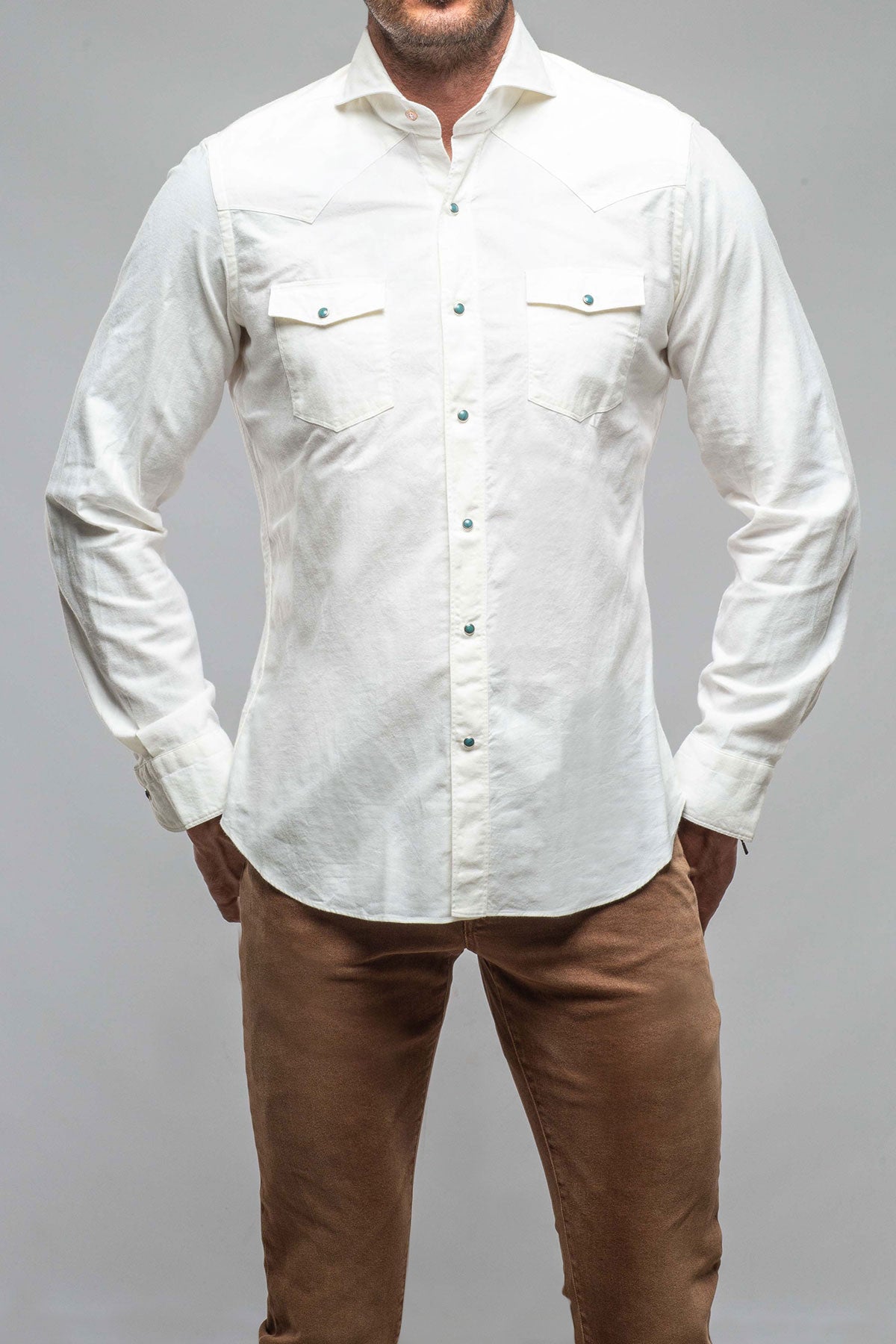 Giannetto Portofino | Wayne Western w/Turquoise Snaps | Mens - Shirts - Outpost