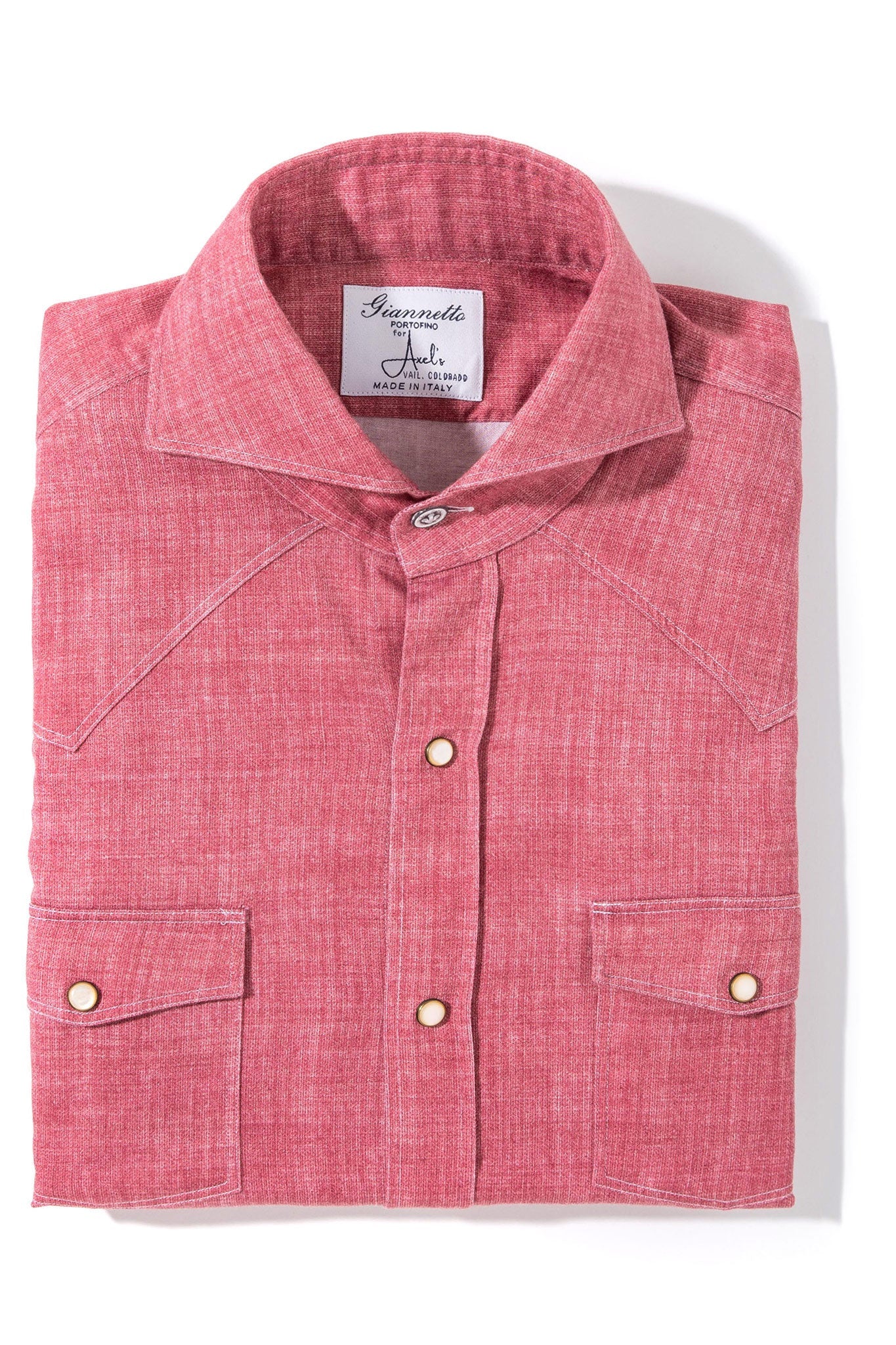 Giannetto Portofino | Wyatt Western Snap Shirt Cranberry | Mens - Shirts - Outpost