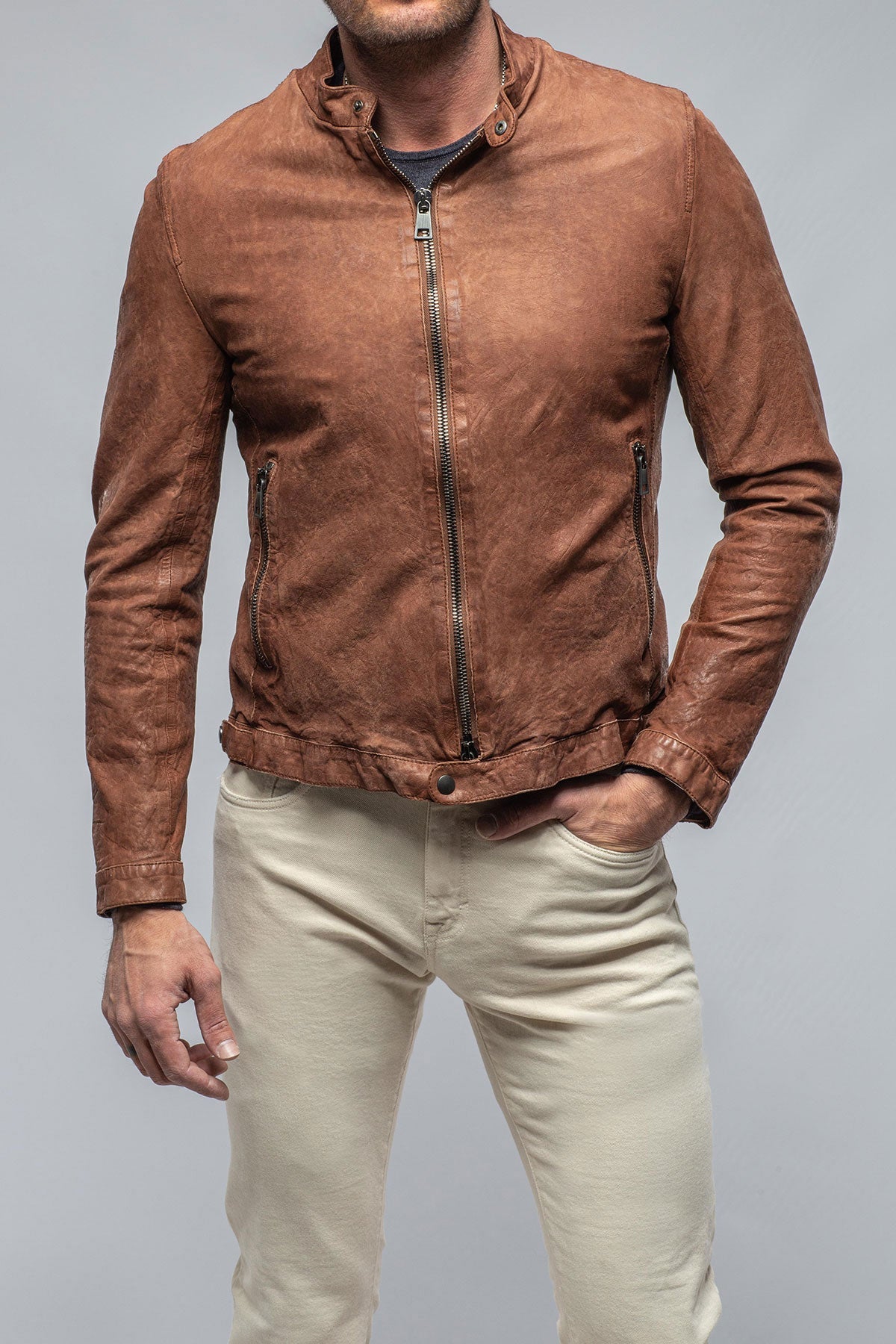 Gimo's | Cherto Waxed Moto In Cognac | Mens - Outerwear - Leather