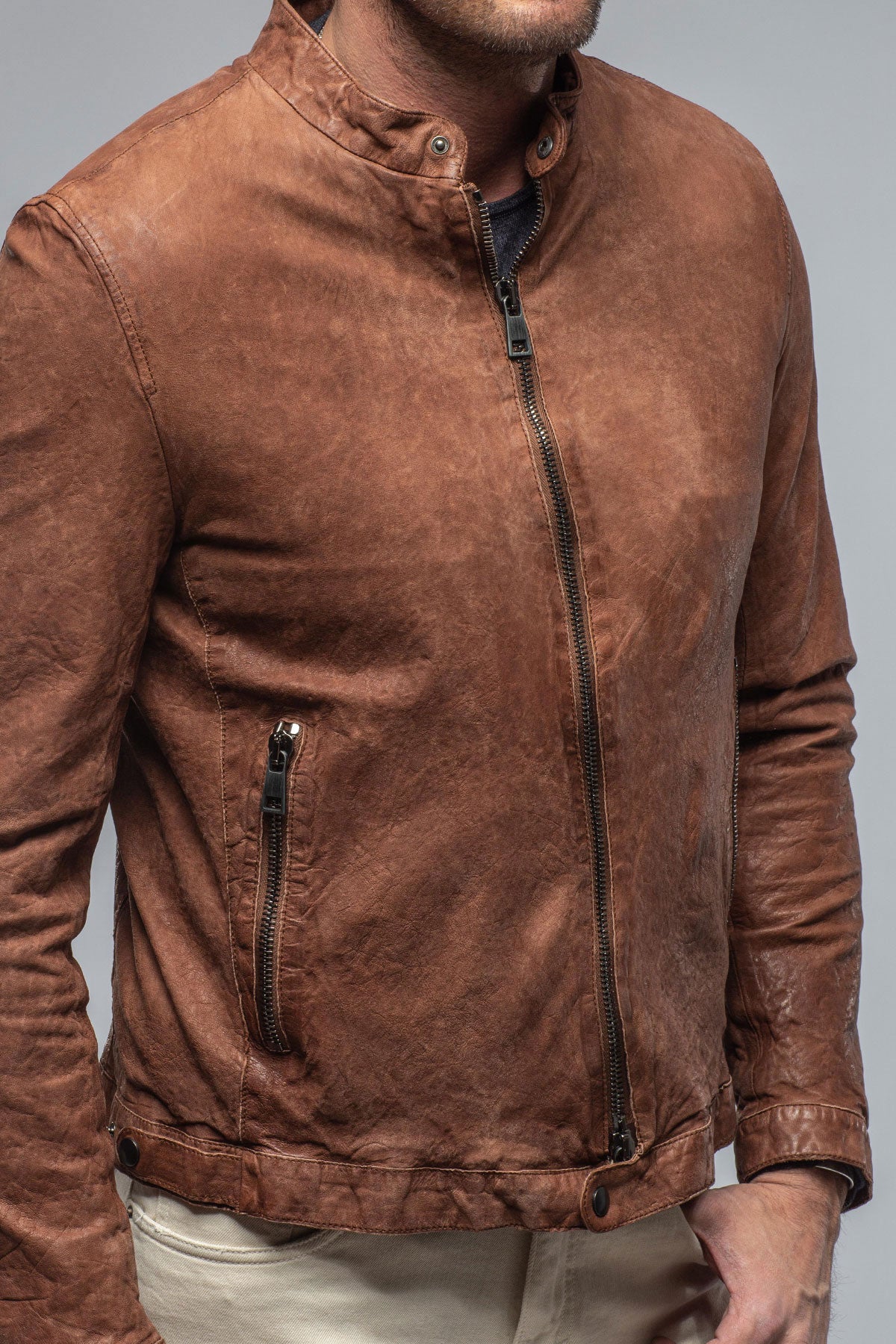 Gimo's | Cherto Waxed Moto In Cognac | Mens - Outerwear - Leather