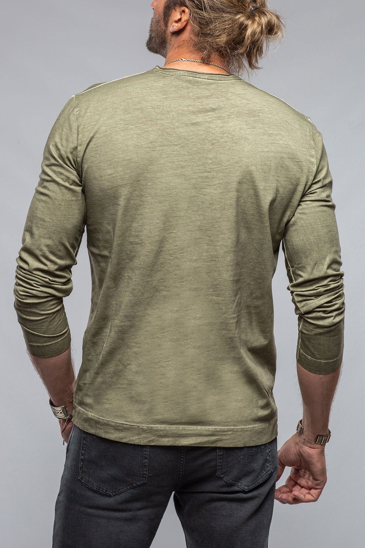 Gimo's Cotton Kayo L/S Crew in Moss | Mens - Shirts - T-Shirts