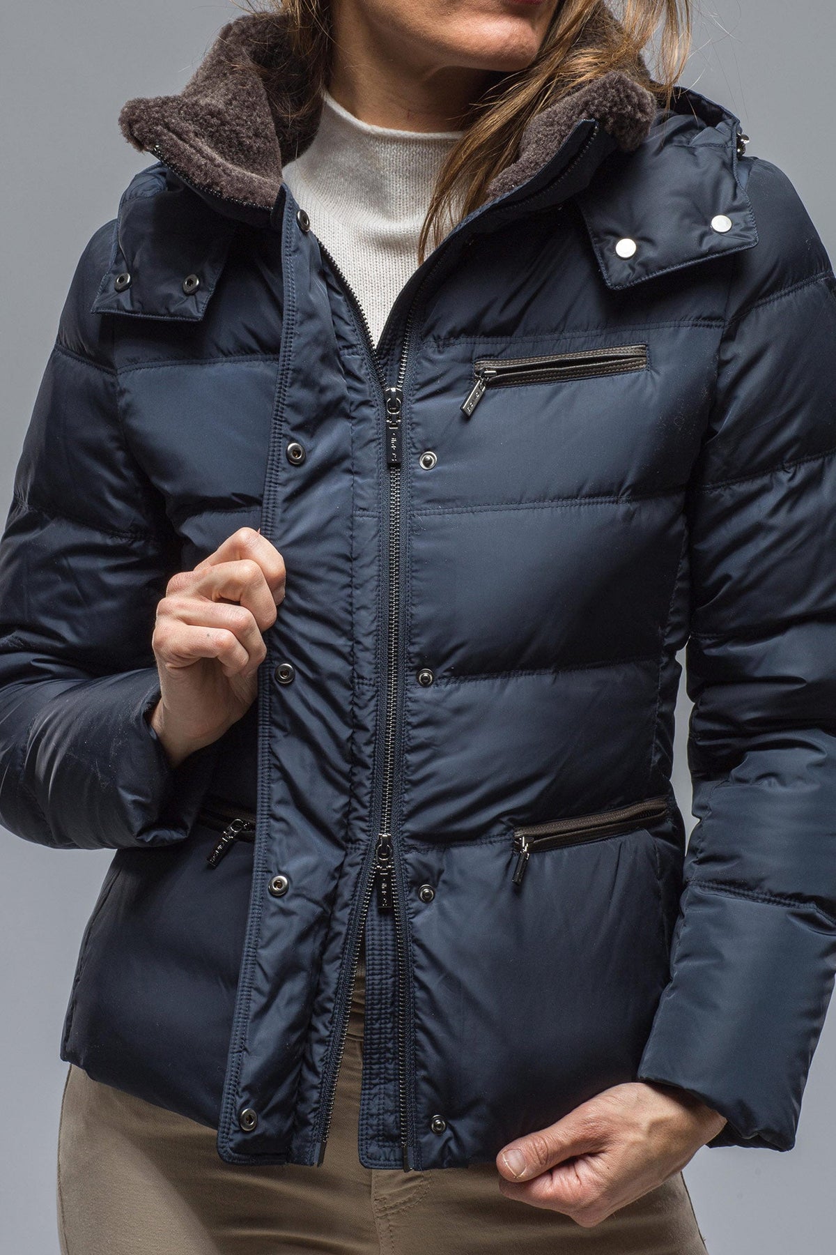Gimo's | Maia Quilted Goose Down Coat in Navy | Warehouse - Ladies - Outerwear - Cloth