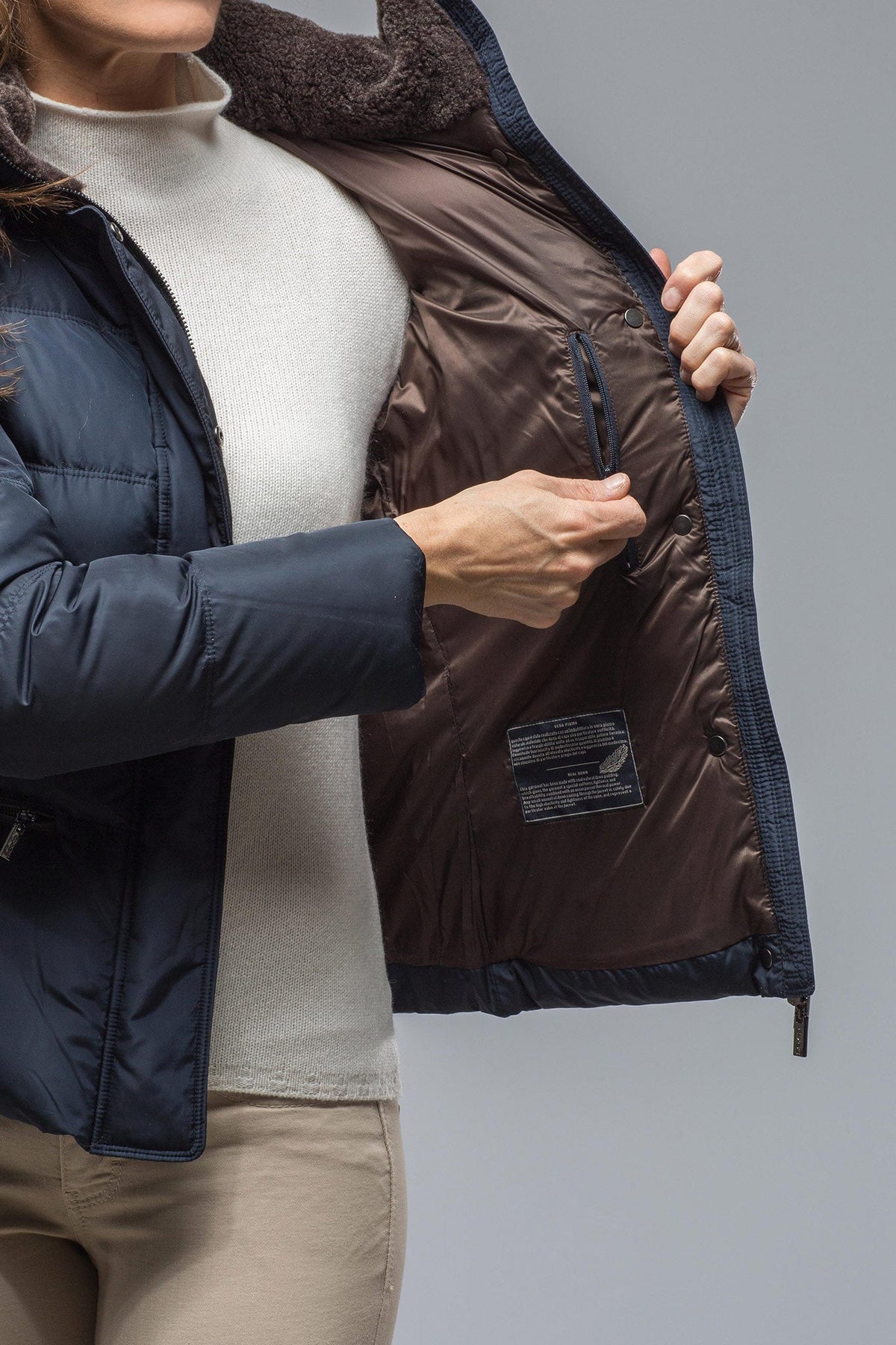 Gimo's | Maia Quilted Goose Down Coat in Navy | Warehouse - Ladies - Outerwear - Cloth