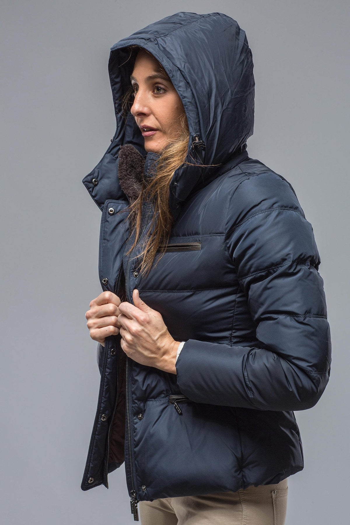 Gimo's | Maia Quilted Goose Down Coat in Navy | Warehouse - Ladies - Outerwear - Cloth